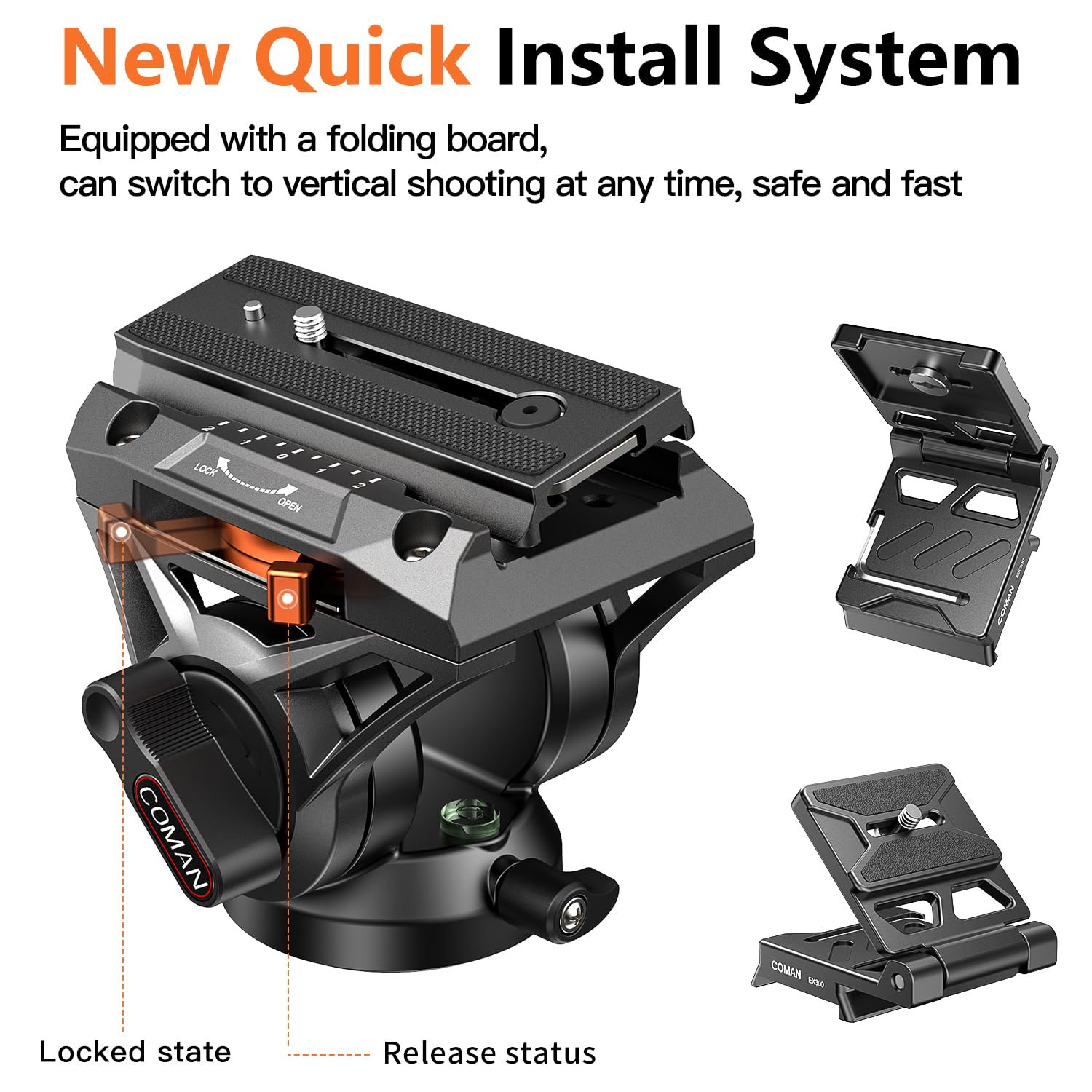 Fluid Head Tripod, Coman Video Camera Tripod Monopod Aluminium Alloy 70.8 Inch Detachable And Quick Release Plate For Dji Canon