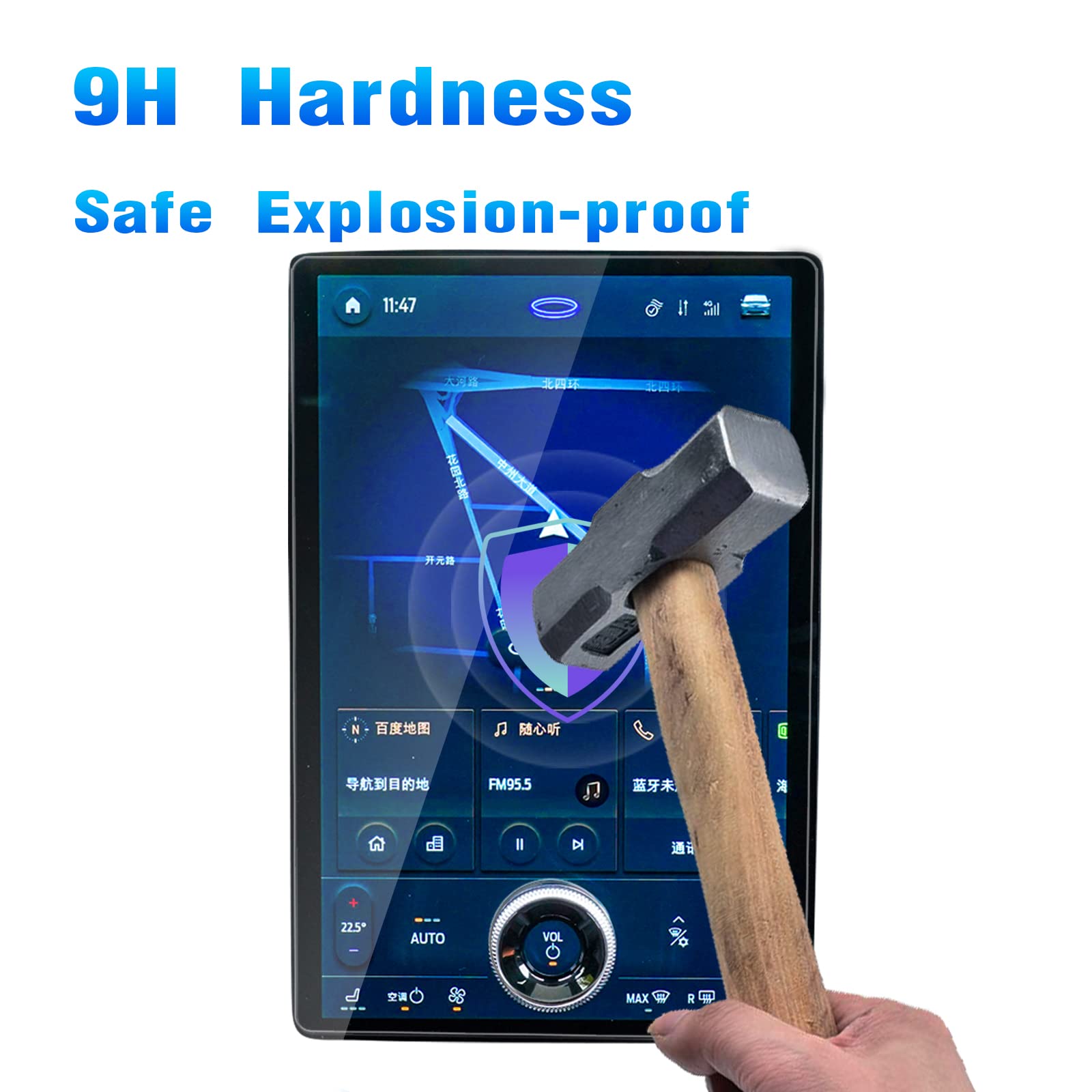 Carwiner 2Pcs Screen Protector Compatible With 2021 2024 Mustang Mach E, 15.5 Inch Navigation + 10.2 Inch Dashboard Set, Center Control Tempered Glass Accessories