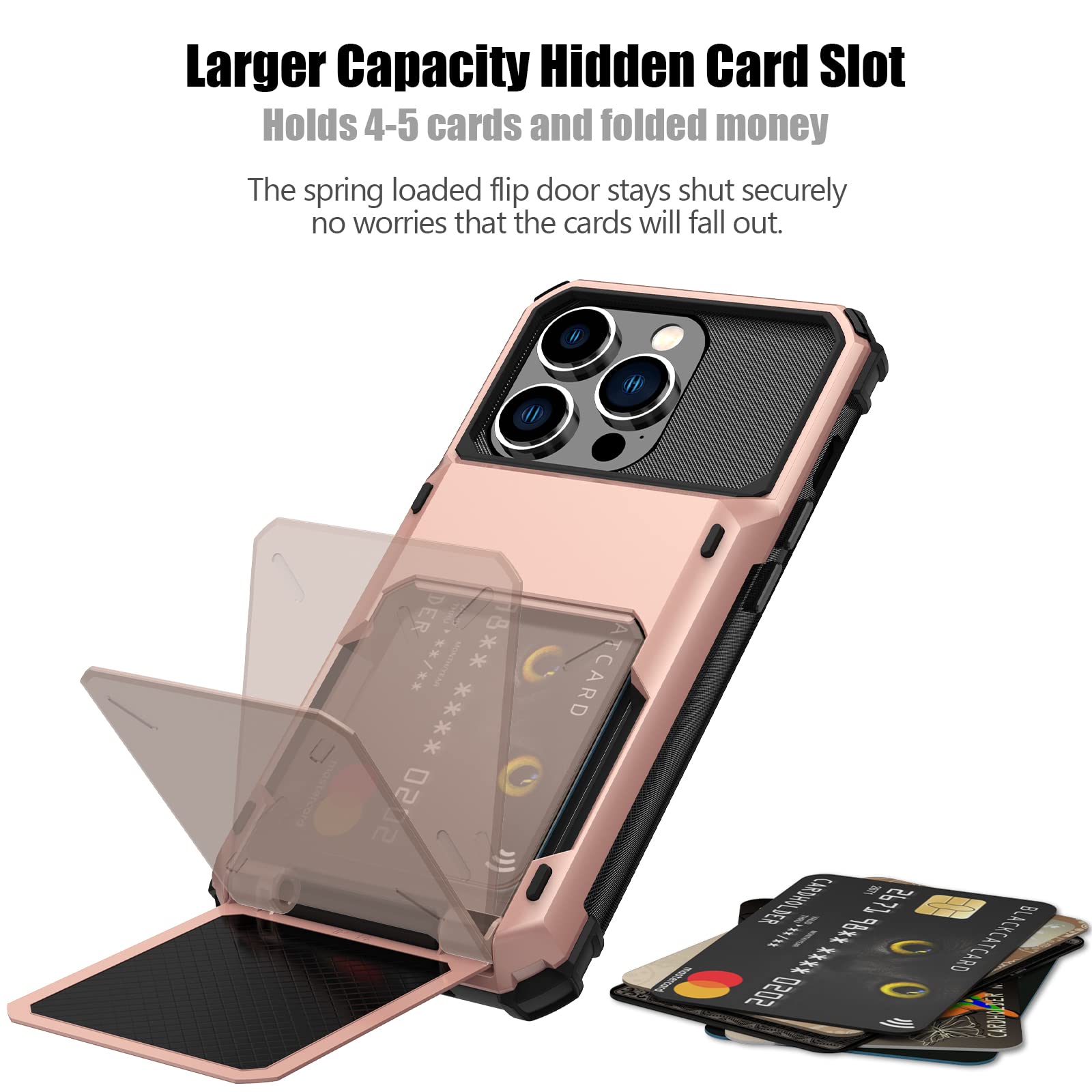 Nvollnoe For Iphone 14 Pro Case With Card Holder[Store 5 Cards] Dual Layer Heavy Duty Shockproof Iphone 14 Pro Wallet Case With