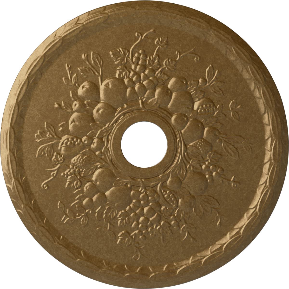 Ekena Millwork Cm22Grpas Grape Ceiling Medallion, 22 5/8''Od X 3 5/8''Id X 5/8''P, Hand Painted Pale Gold