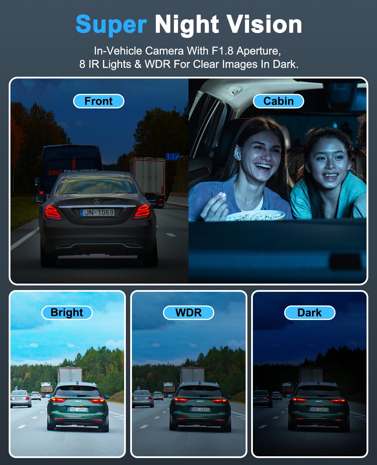 Dash Cam 4 Channel 360 Front Rear Inside Dashcam, 4K Full Hd Dashcam Car Camera, Free 128Gb Card, Built In Wi Fi Gps Dashcams, 3