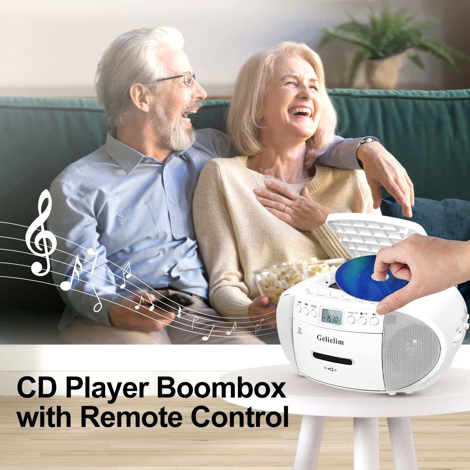 Gelielim Cd And Cassette Player Combo, Portable Boombox Am/Fm Radio, Tape Recording, 5.1V Bluetooth Speaker, Usb Playback With E