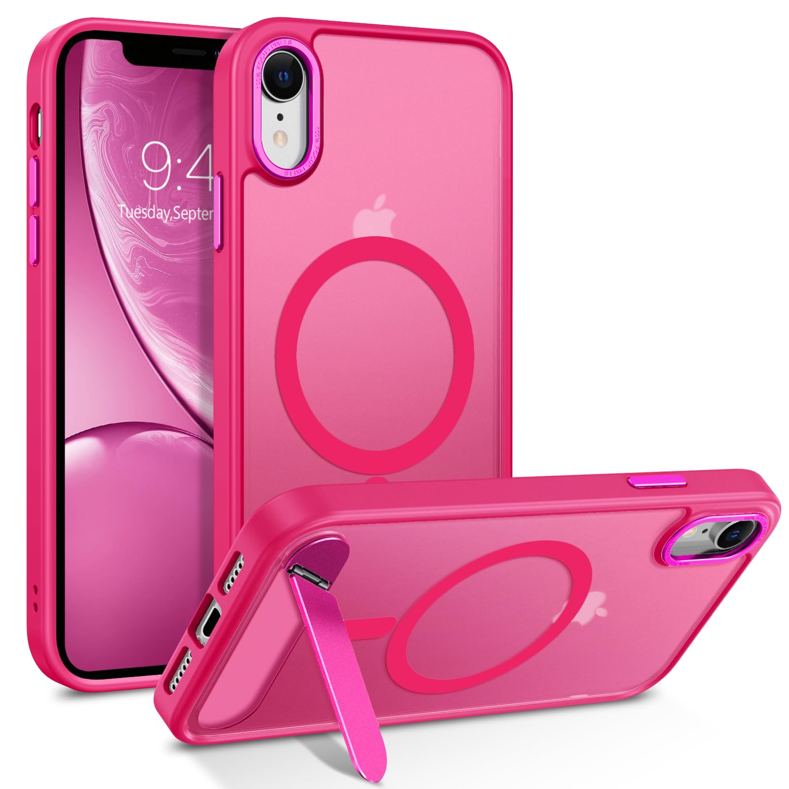Guagua For Iphone Xr Case With Stand, Magnetic Cases With Foldable Invisible Stand Translucent Matte Back Slim Protective Shockp