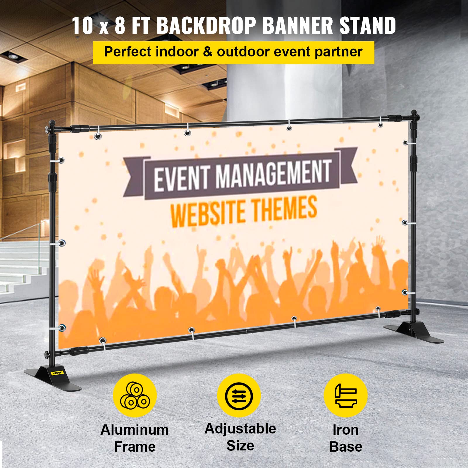 Vevor Backdrop Banner Stand 10 X 8 Ft Adjustable Height Background Stand Backdrop With Newest Step And Repeat Backdrop Stand For