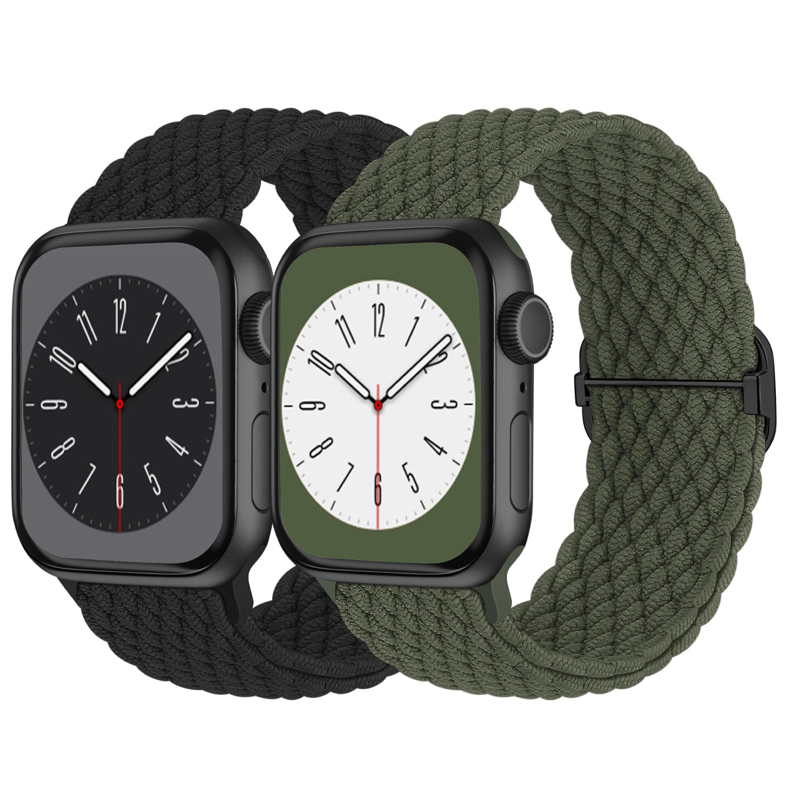 Braided Solo Loop Compatible With Apple Watch Band 42Mm 44Mm 45Mm 46Mm 49Mm Women Men, Adjustable Stretchy Bands Elastic Sport W