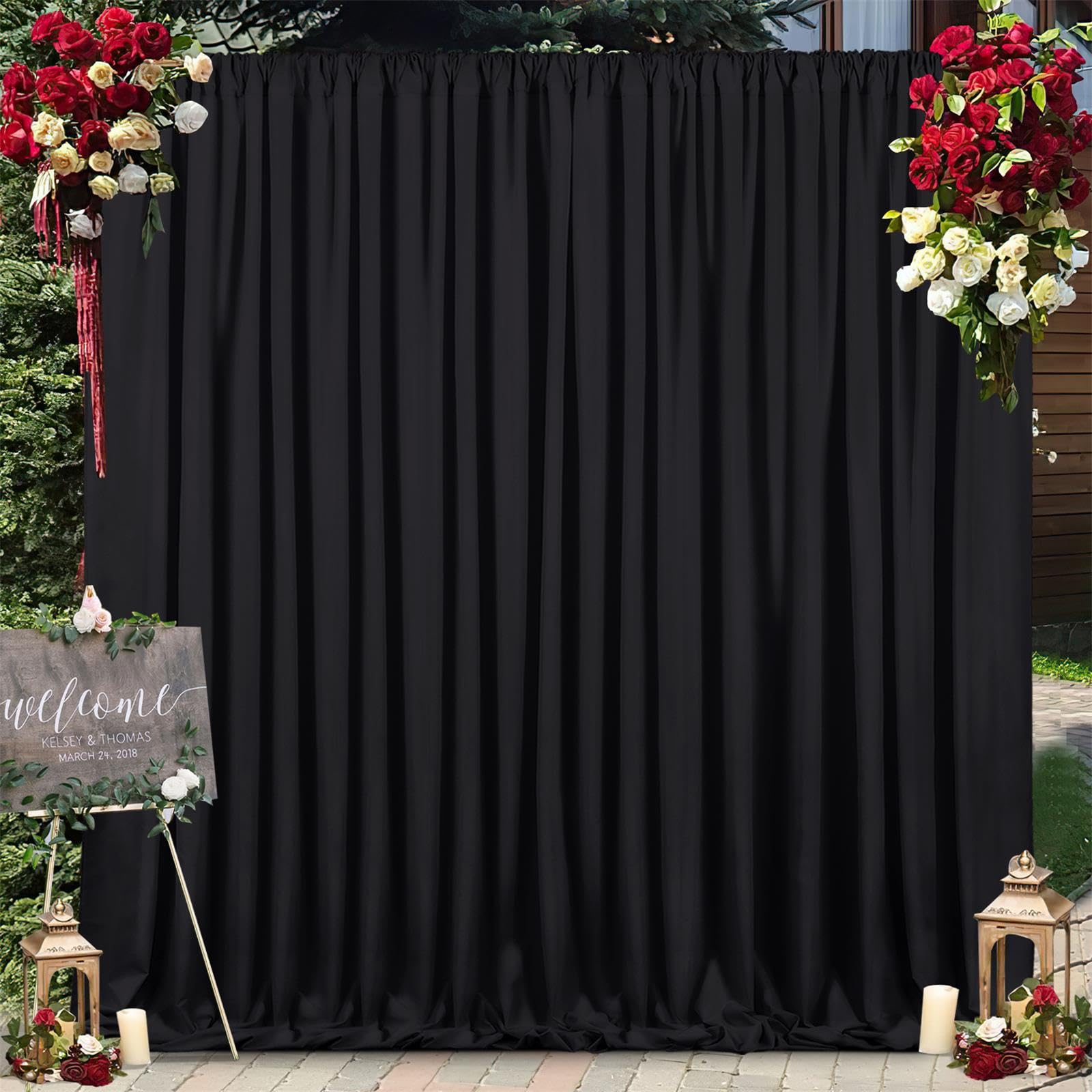 Backdrop Curtains Black Polyester Backdrop for Curtains 2 Packs 5ftx8ft Drape Halloween Curtain Fabric for Party Decoration