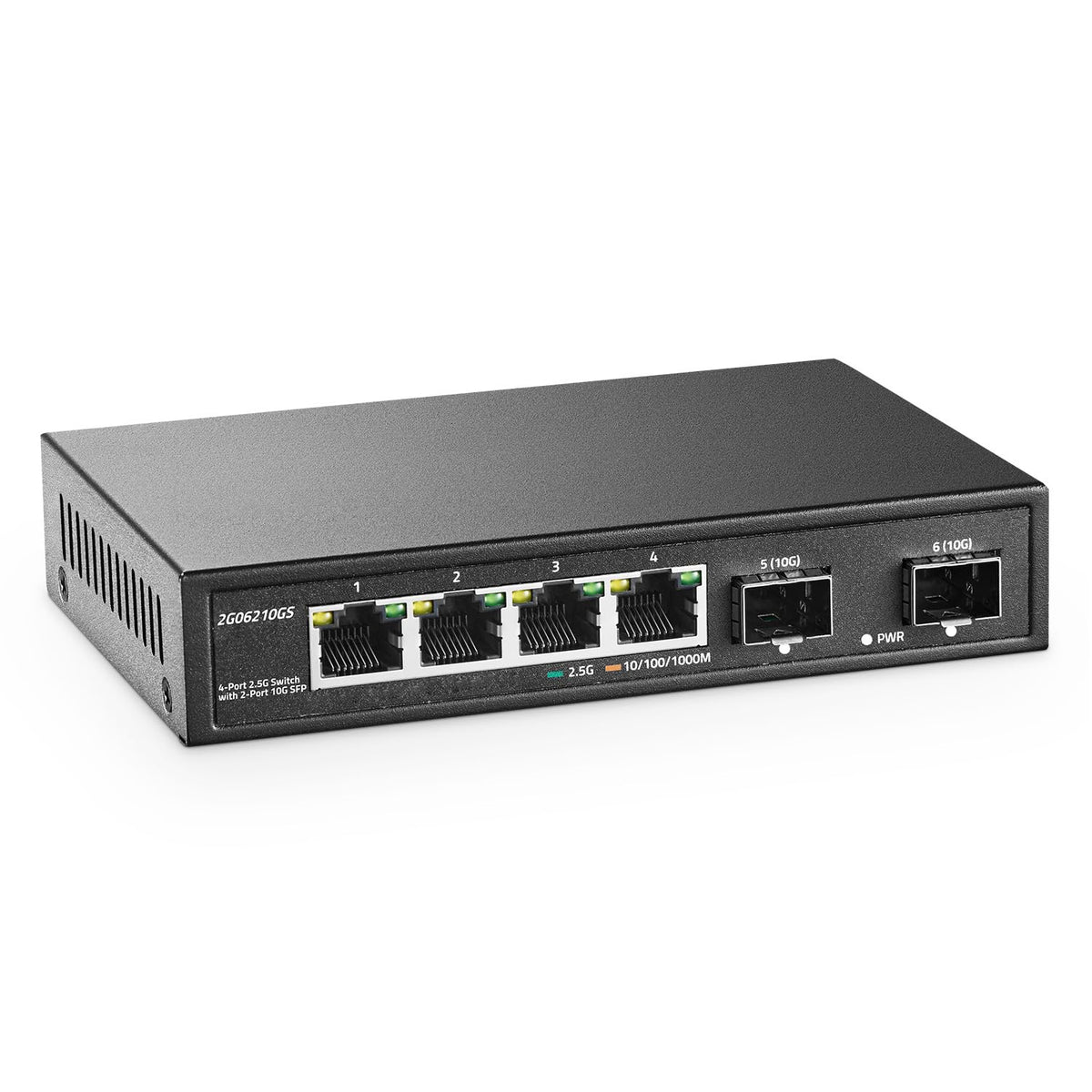 Yulinca 4 Port 2.5G Network Switch With 2X10G Sfp, 2.5Gbps Network Hub Ethernet Splitter, Compatible With 100/1000/2500Mbps, Mul