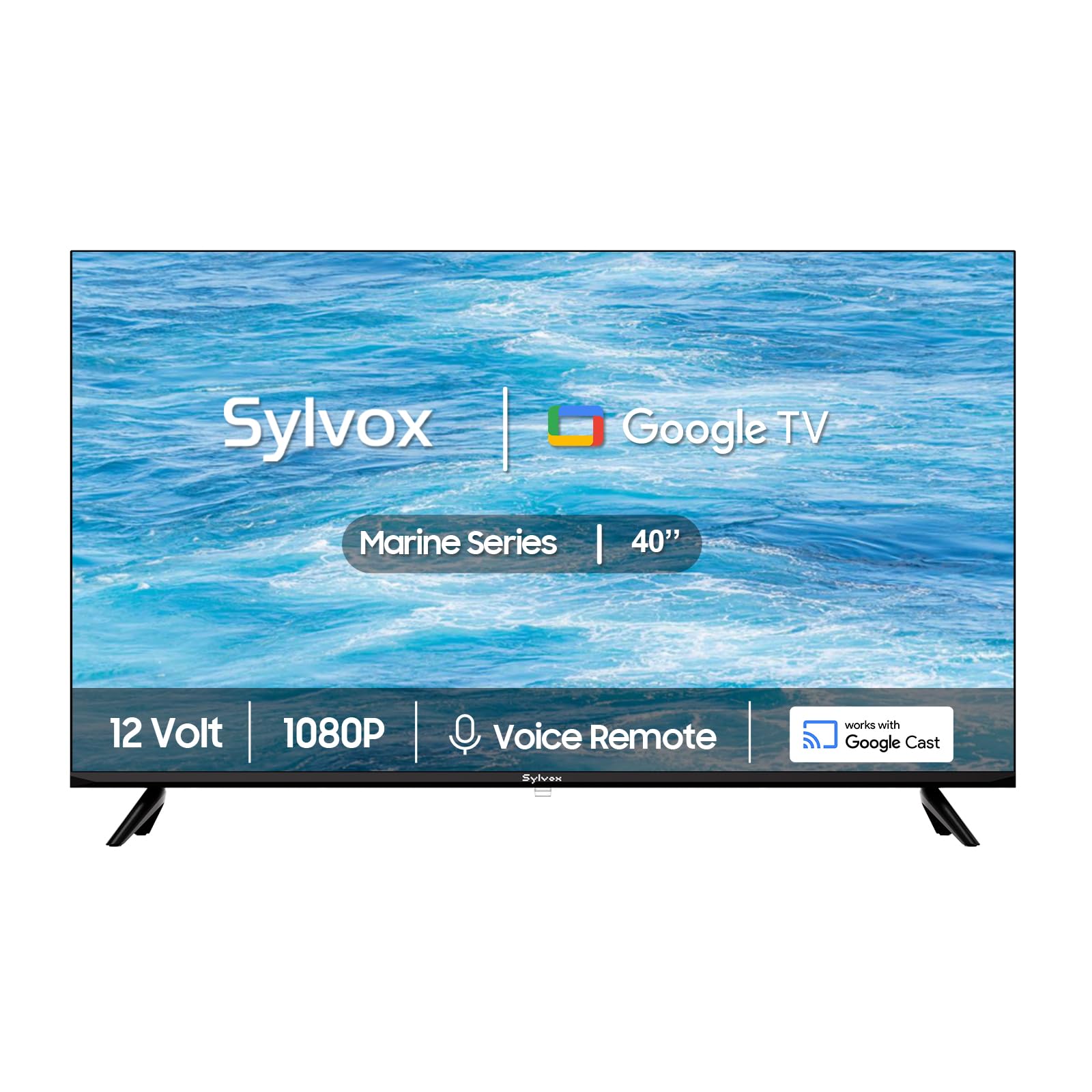 SYLVOX 12 Volt TV, 40 Smart Television 1080P with Google OS Support Voice Remote Screencast ATSC NTSC WiFi Bluetooth HDMI USB, A