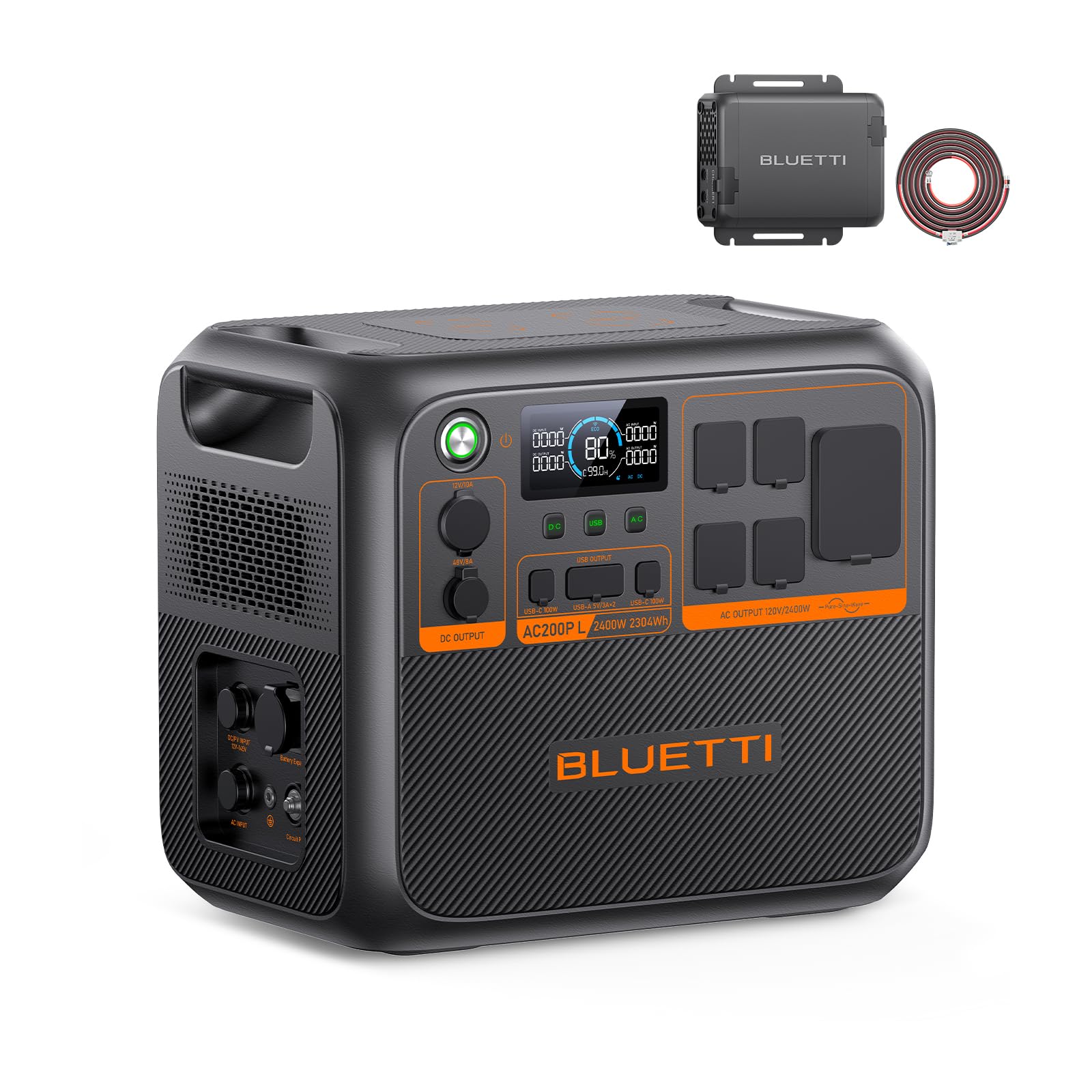 BLUETTI AC200PL Portable Power Station & Charger 1 (Ships Separately), 2304Wh LFP Battery Backup, Expandable to 8448Wh w/ 4 2400