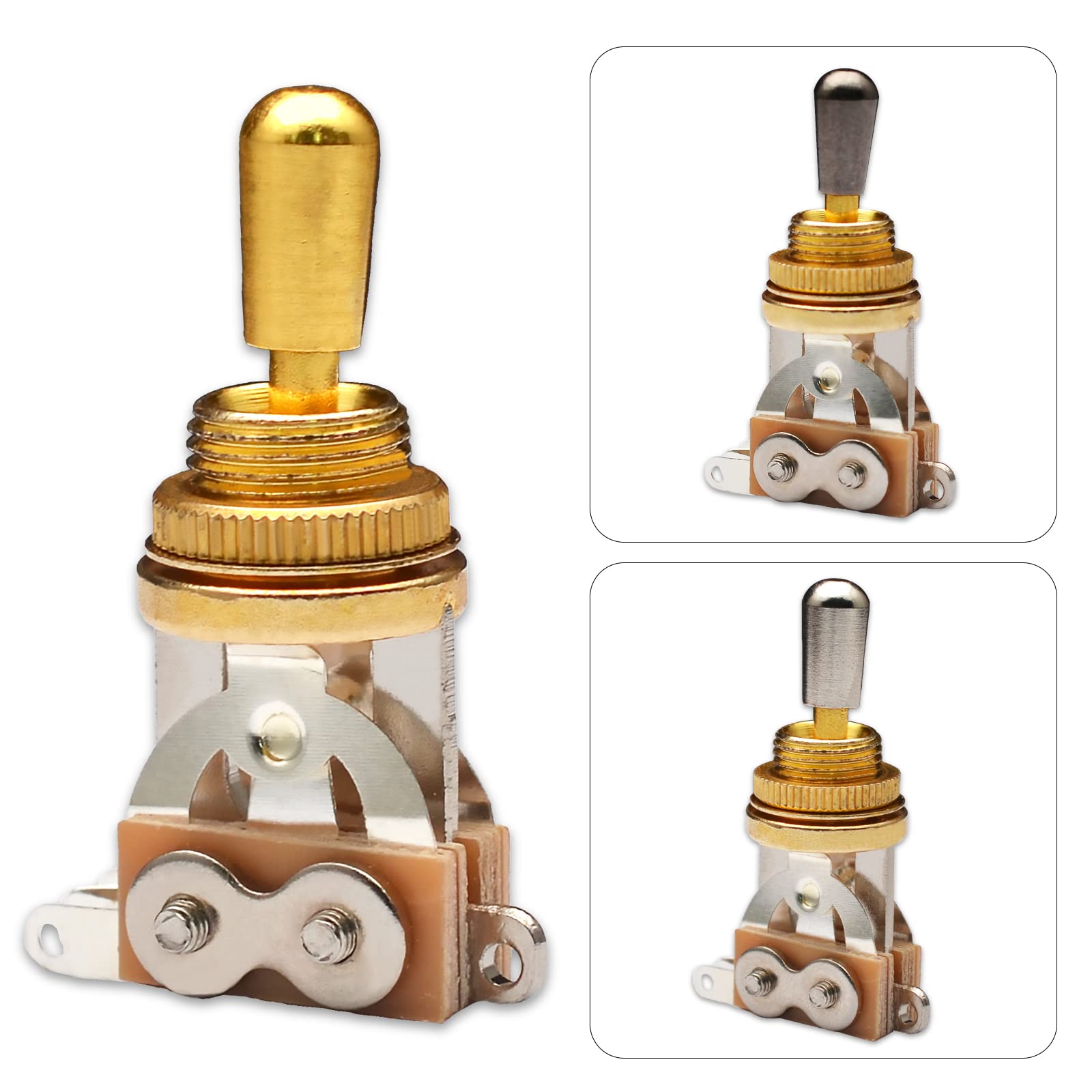 Maxcheer Metal 3 Way Guitar Pickup Switch Selector Pickup Toggle Switch Parts For Les Paul Gutiar Accessories (Gold)