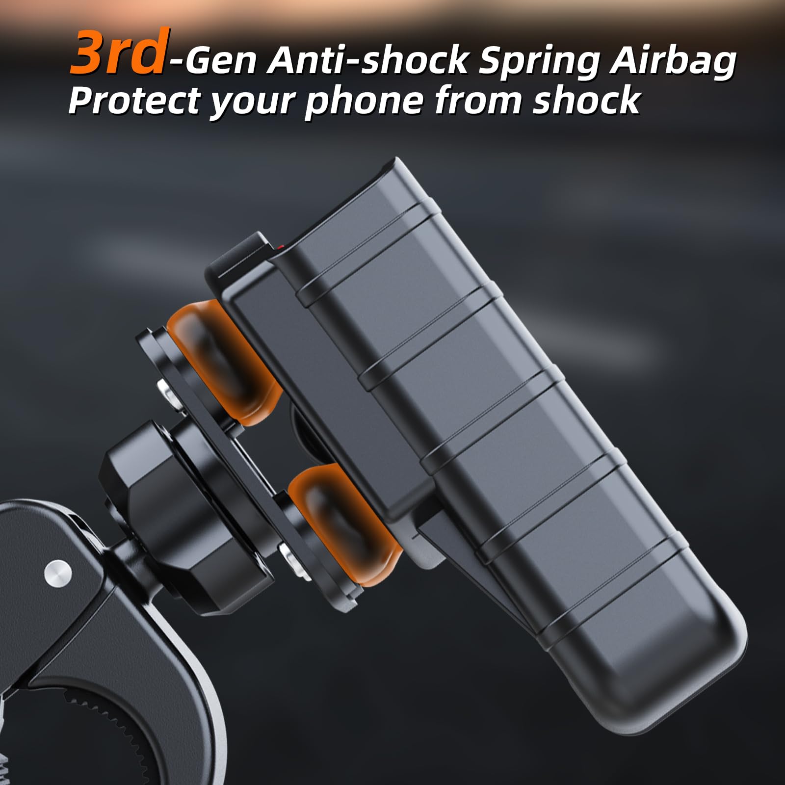 Marsrider 3Rd-Gen Anti Vibration Motorcycle Phone Mount Holder, Bike Handlebar Cell Phone Holder With High-Speed Safety Lock, El