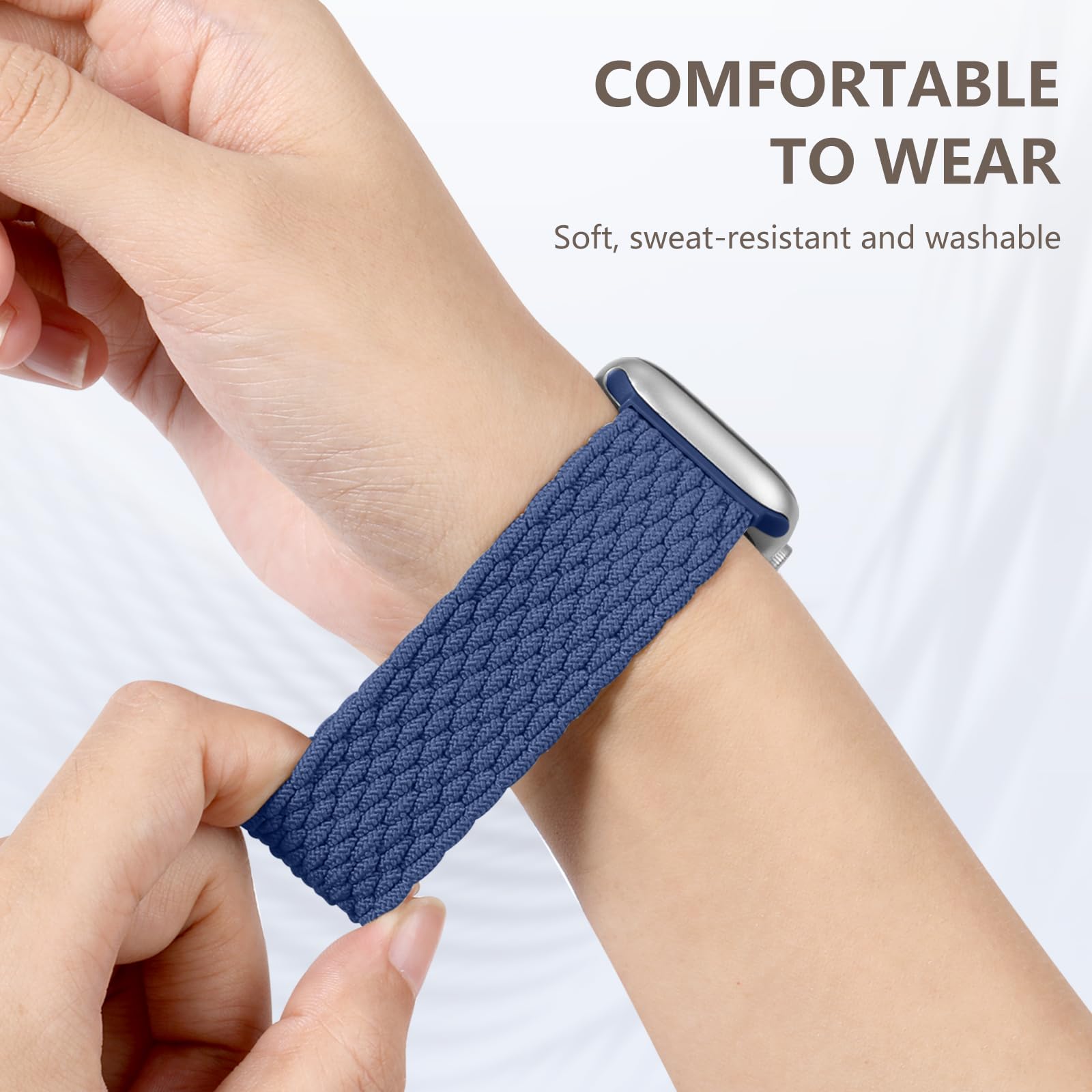 Zedoli Braided Stretchy Solo Loop Compatible For Apple Watch Band 44Mm 45Mm 42Mm 49Mm 46Mm Women Men, Nylon Elastic Strap Wristb