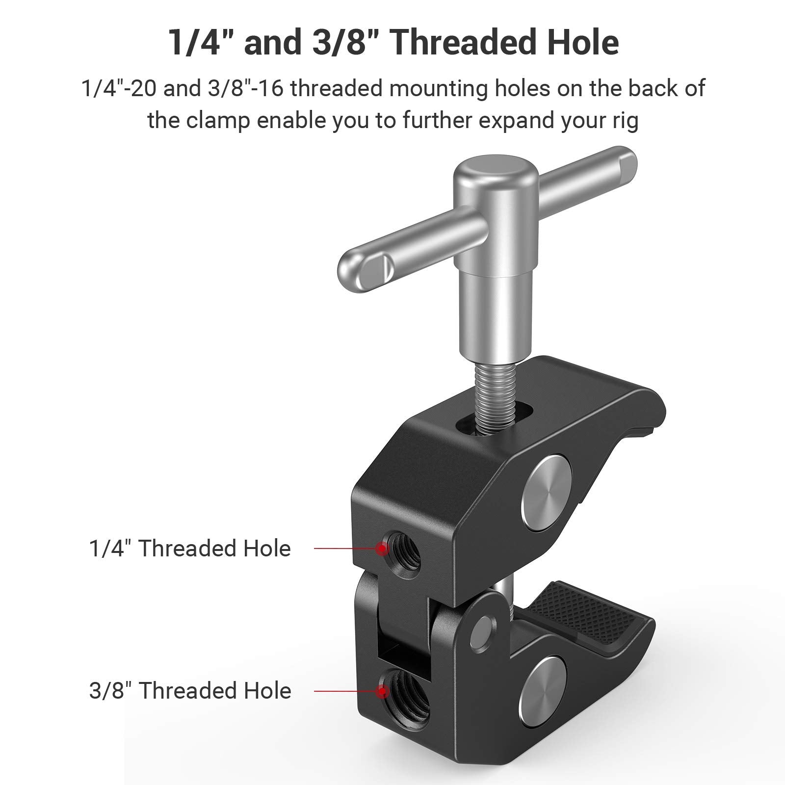 Smallrig Clamp W/ 1/4'' And 3/8'' Thread And 9.8 Inches Adjustable Friction Power Articulating Magic Arm With 1/4'' Thread Screw