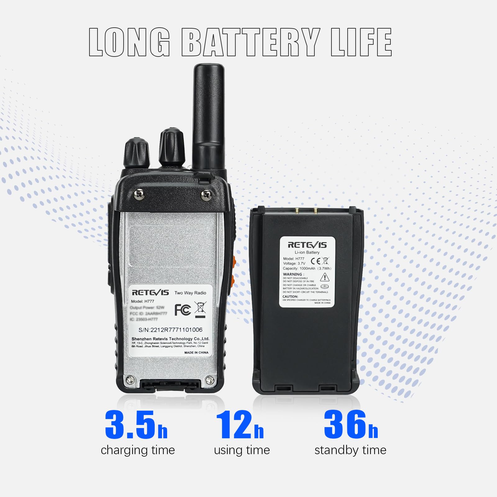 Retevis H 777 2 Way Radios, Walkie Talkies For Adults, Rechargeable Long Range Two Way Radio, Shock Resistant, Short Antenna For Business Education(10 Pack)
