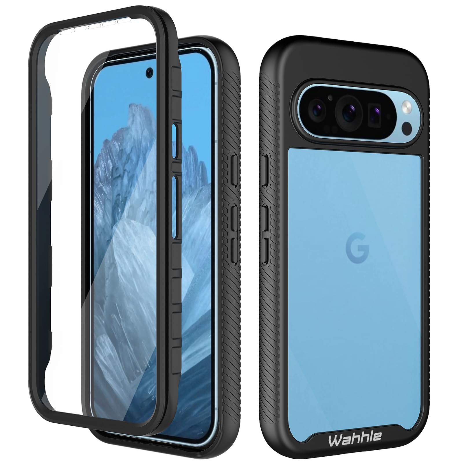 Wahhle Compatible With Google Pixel 9/9 Pro Case, Built In Screen Protector Full Body Shockproof Slim Fit Bumper Protective Phon