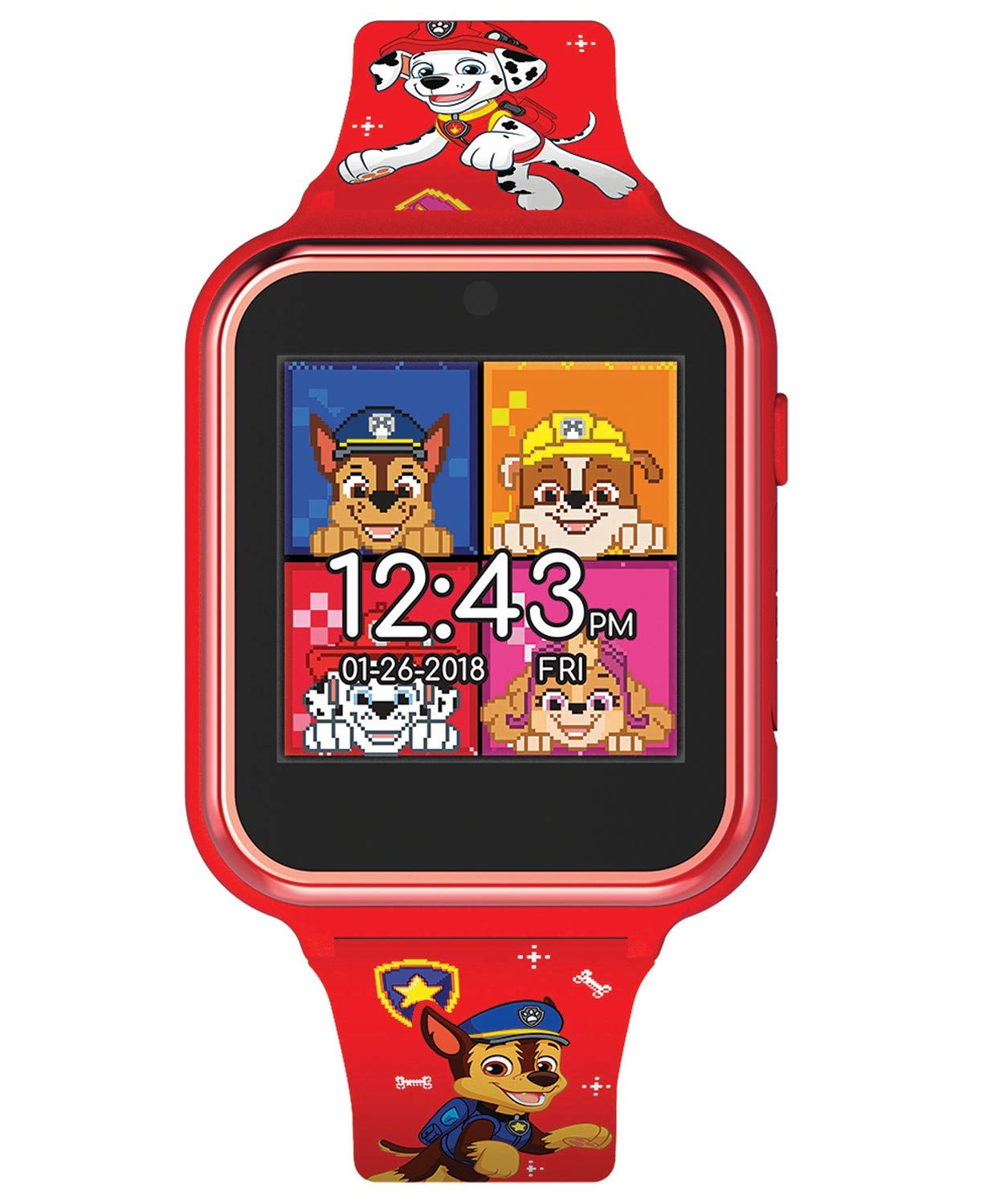 Nickelodeon Paw Patrol Kids Smartwatch With Selfie Camera Video Recorder Games Stopwatch Alarm Step Calorie Counter Red Silicone