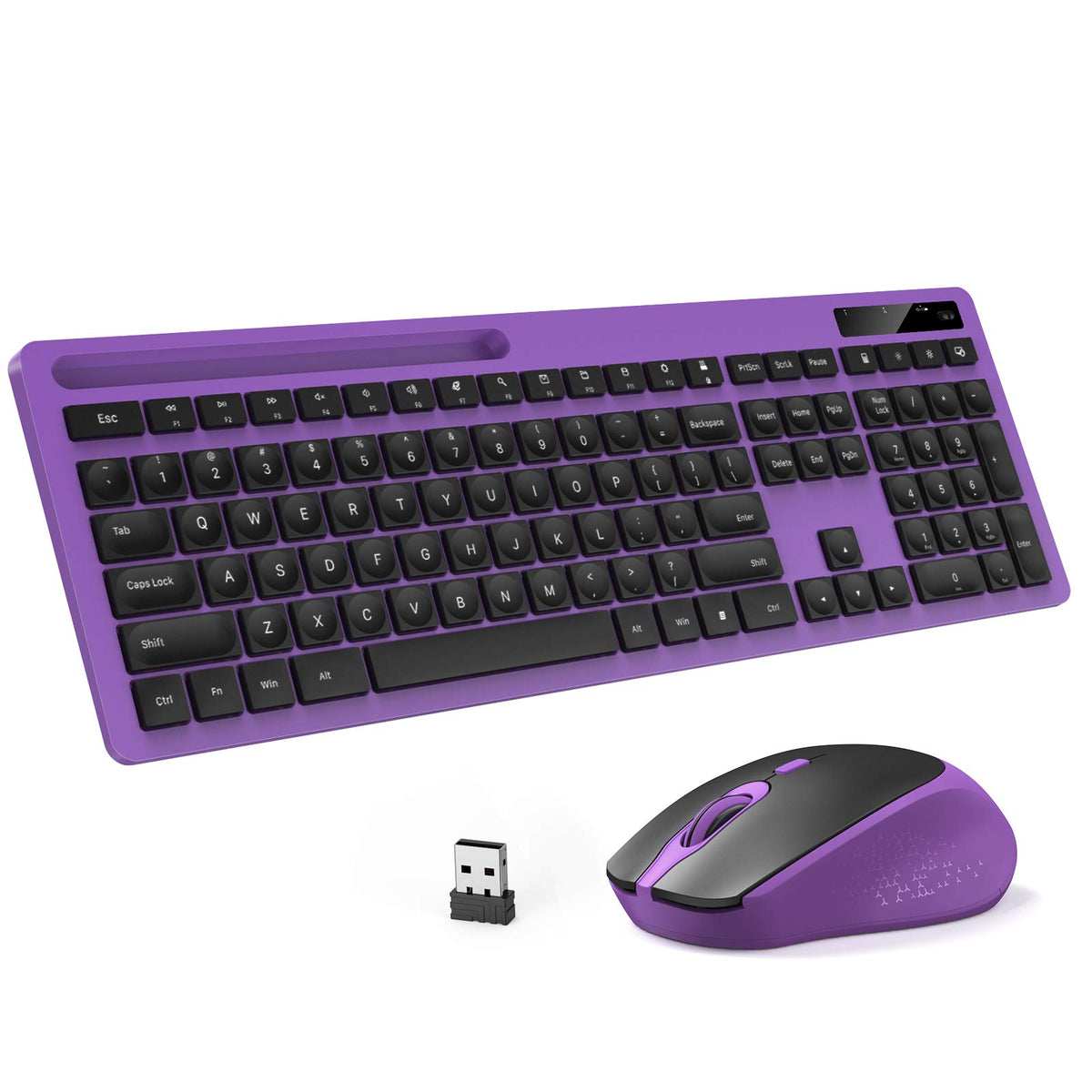 Vivefox 2.4Ghz Silent Usb Wireless Keyboard And Mouse Combo   Full Size Keyboard With Phone Holder And Mouse For Computer, Deskt