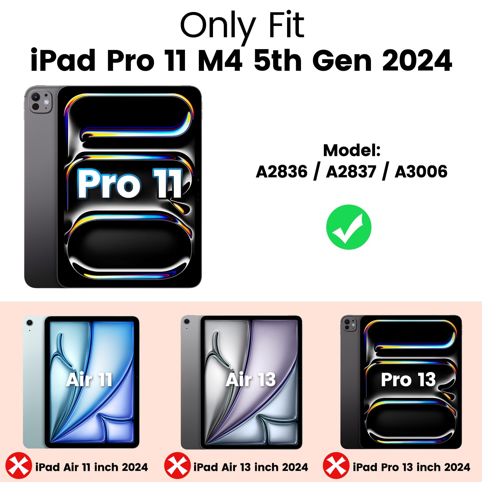 Timecity Case For Ipad Pro M4 11 Inch 2024 Release 5Th Generation With Built In Screen Protector, 360 Rotating Stand, Adjustable