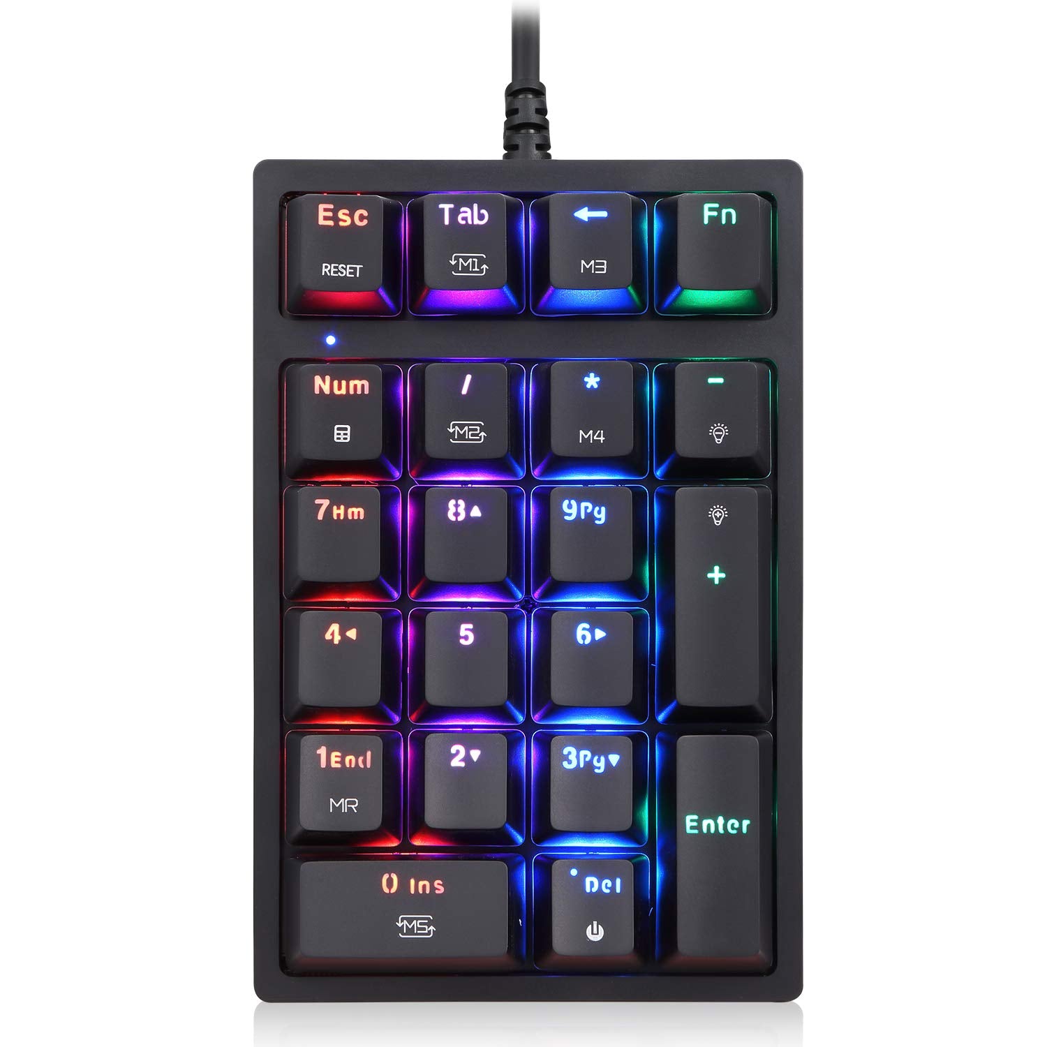 Motospeed Macro Mechanical Numeric Keypad Usb Wired 21 Keys Mini Numpad Portable Keypad Rgb Backlight Gaming Keypad Extended Lay