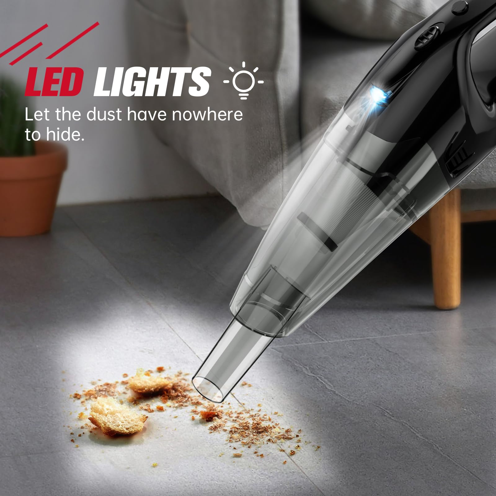 Bsrco Handheld Vacuum Cordless Rechargeable, Car Vacuum With Led, Usb Charge, 1.65Lbs, Hand Vacuums For Car/Home/Pet