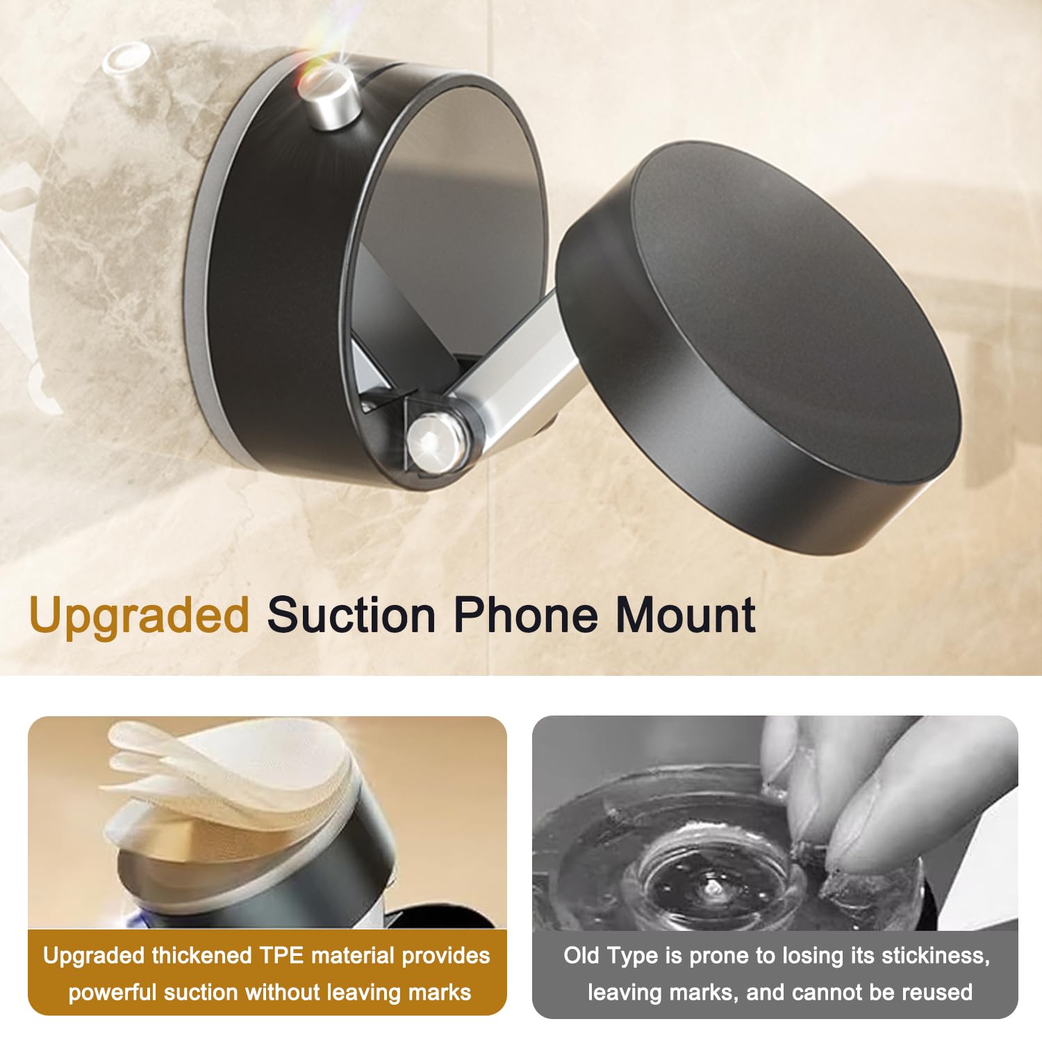 Jkoailiwi Vacuum Suction Magnetic Phone Holder, Foldable And Retractable Suction Cup Phone Mount For Cars/Gyms/Mirrors/Smooth Su