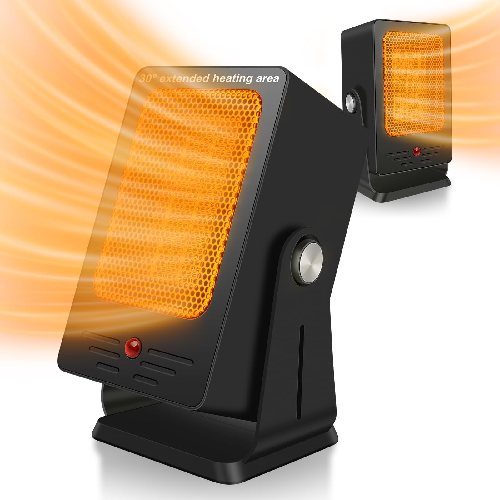 Verminget Portable Space Heaters For Indoor Use,Desktop Heater With 900W Ptc 2S Fast Heating, 30 Adjustable Angle Design Small E