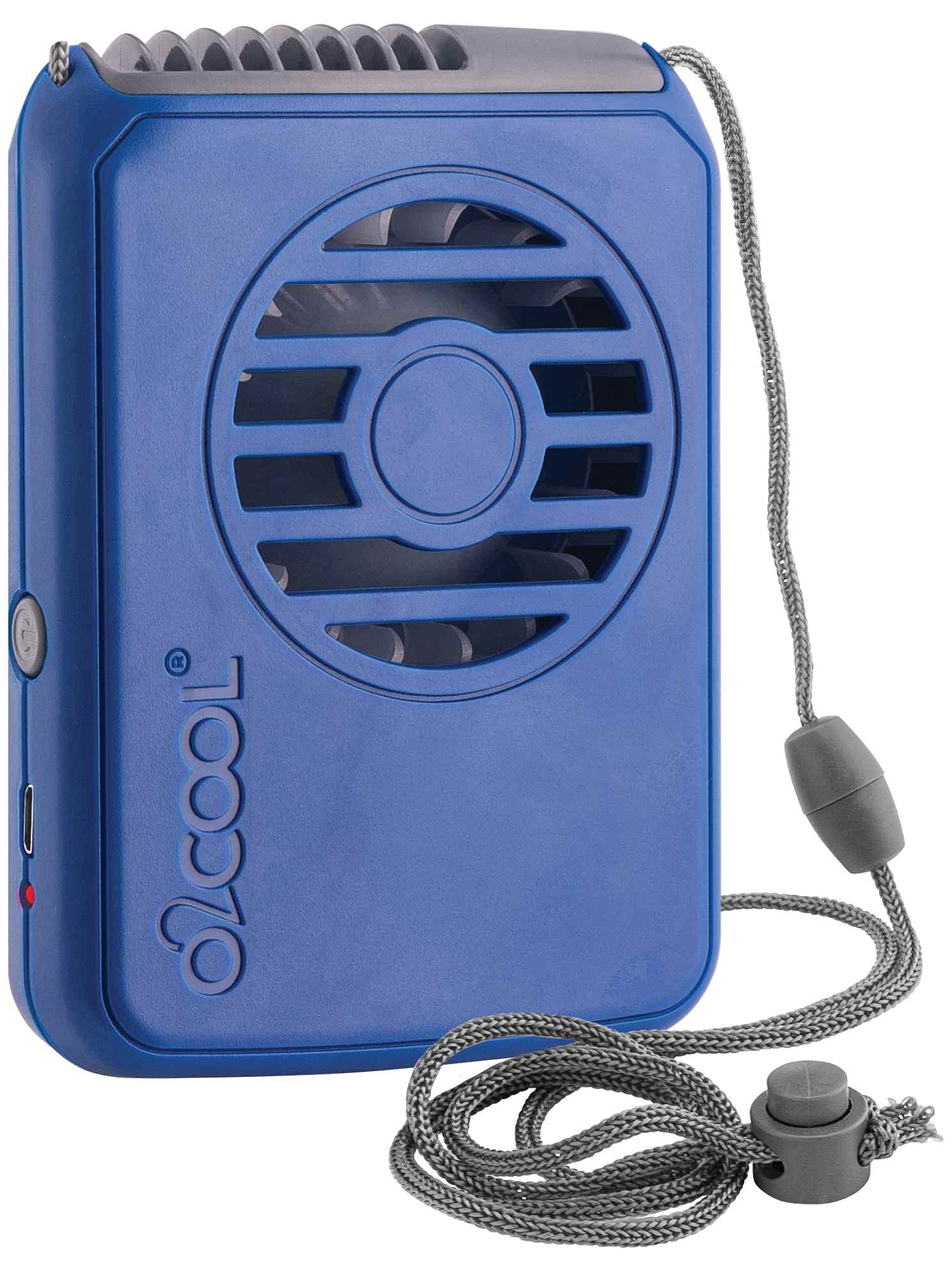 O2Cool Personal Travel Rechargeable Battery Powered Neck Cooling Fan, Single Pack (Dark Blue)