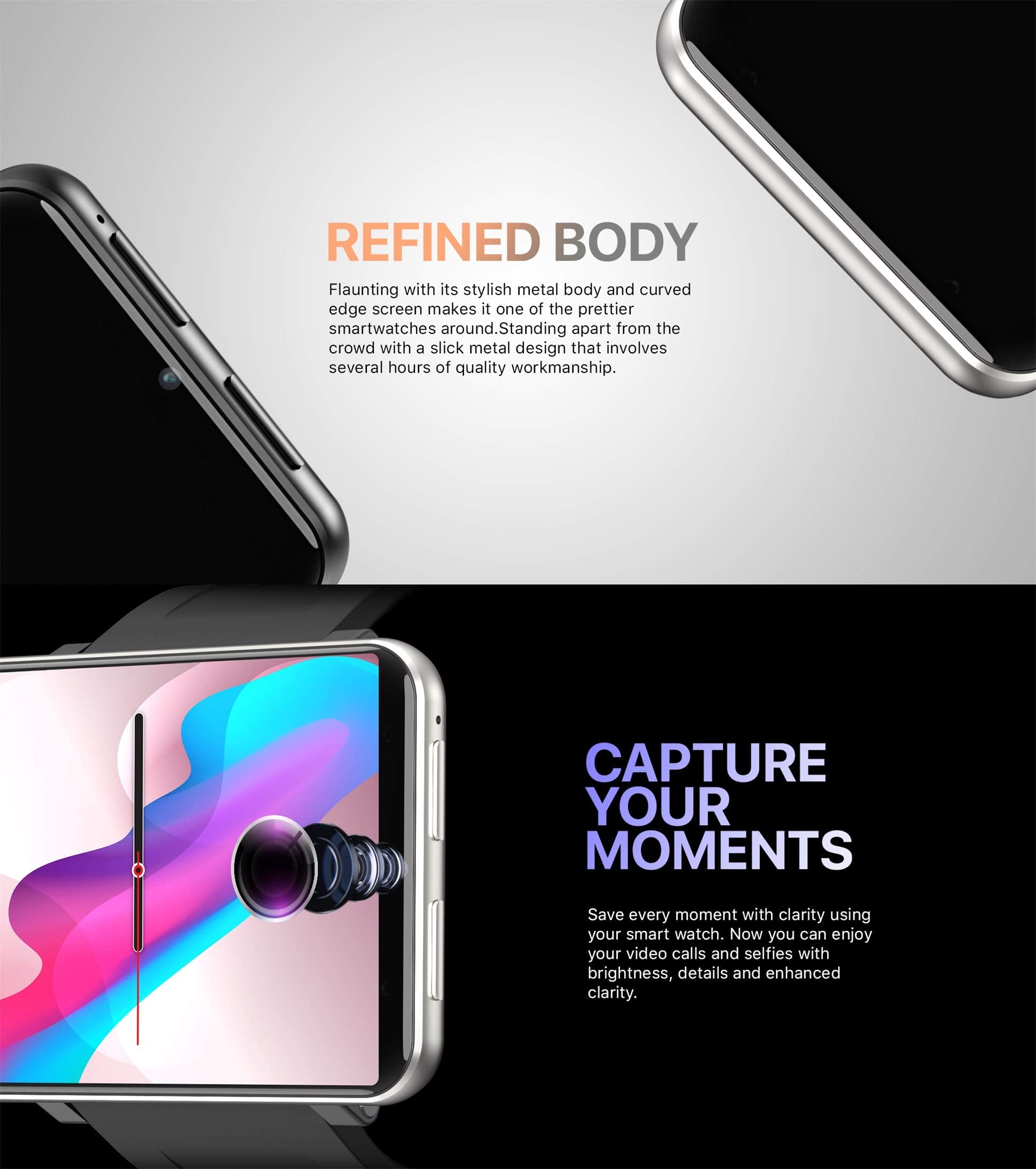 Rainbuvvy 4G Smart Watch 2.86 Inch Screen Android 7.1 1Gb+16Gb 5Mp Camera 2700Mah Battery Smartwatch For Men (Black, 3Gb+32Gb)