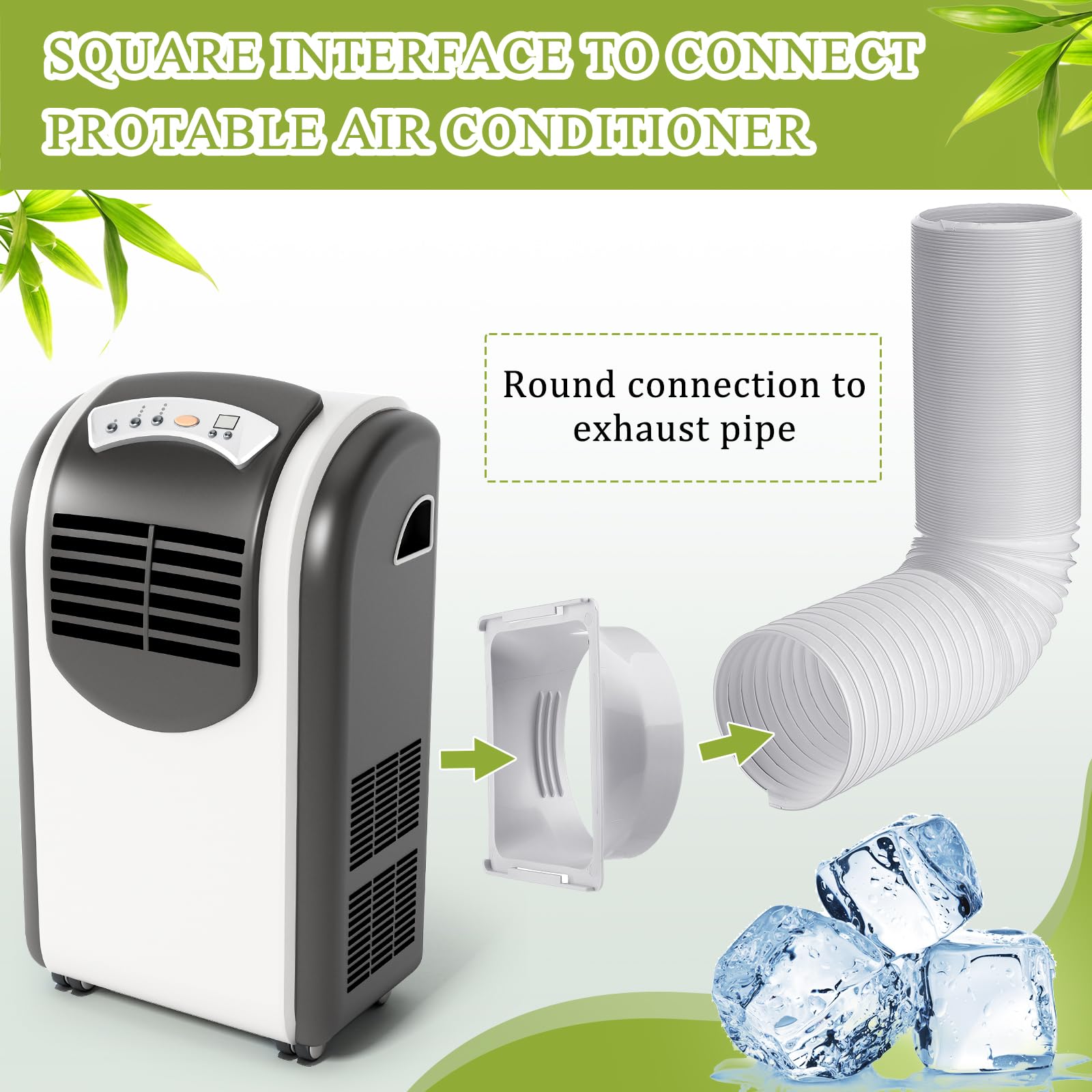 Outus 5.9 Diameter 98 Long Portable Air Conditioner Hose With Square Exhaust Hose Tube Adapter Portable Air Conditioner Duct