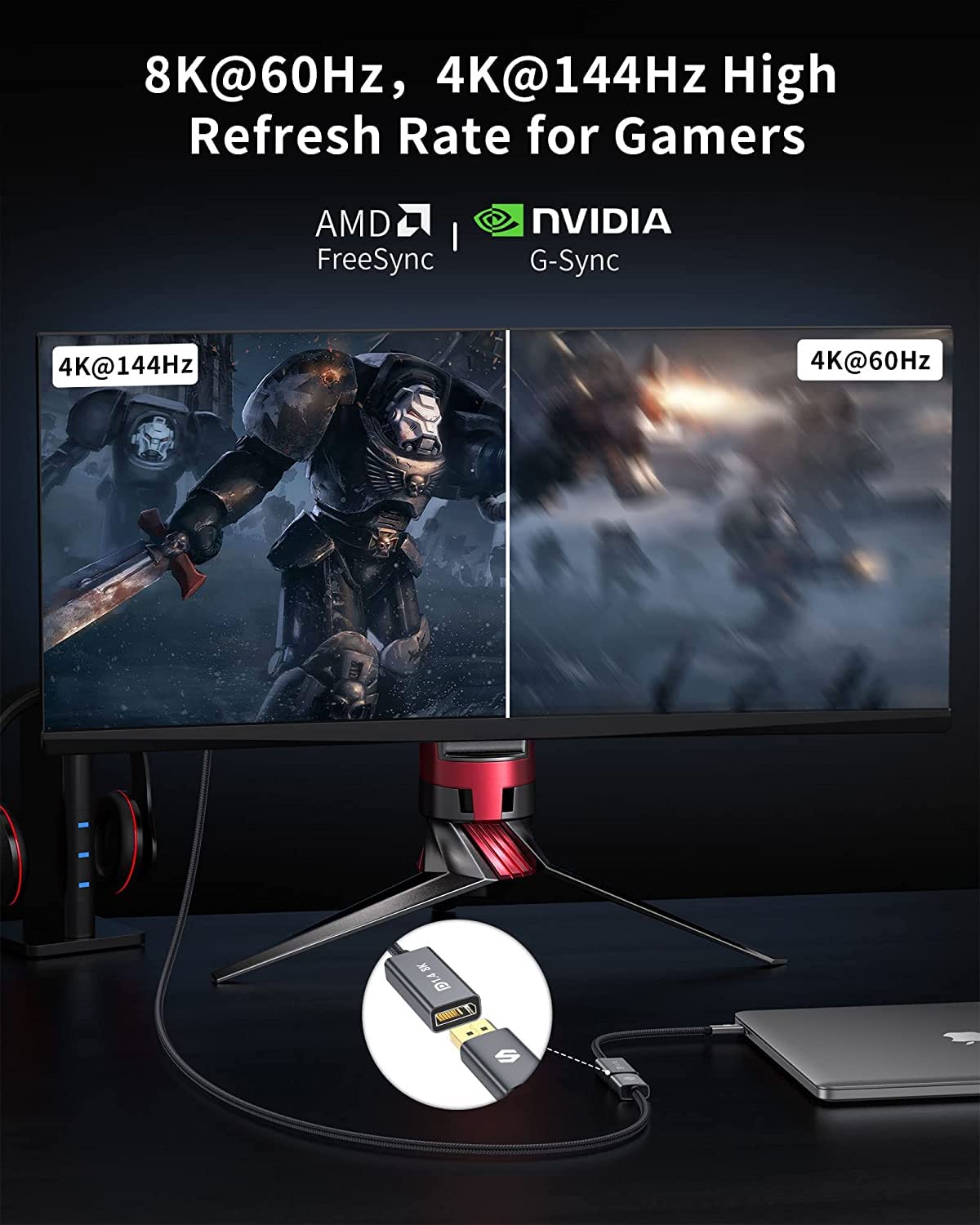 Silkland Usb C To Displayport 1.4 Adapter, [8K@60Hz, 4K@240Hz, Hdr] Thunderbolt 4/3 To Displayport 32.4Gbps, Usb4/Type C Compatible For Macbook Pro, Iphone 16/15 Pro, Xps, Ipad Pro, Surface, Reverb G2