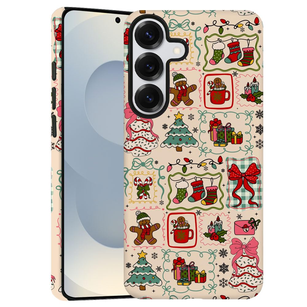 Case for Samsung Galaxy S25 Plus,Christmas Tree Gingerbread Man Phone Case Military-Grade Drop Protection Cover for Women Girl -