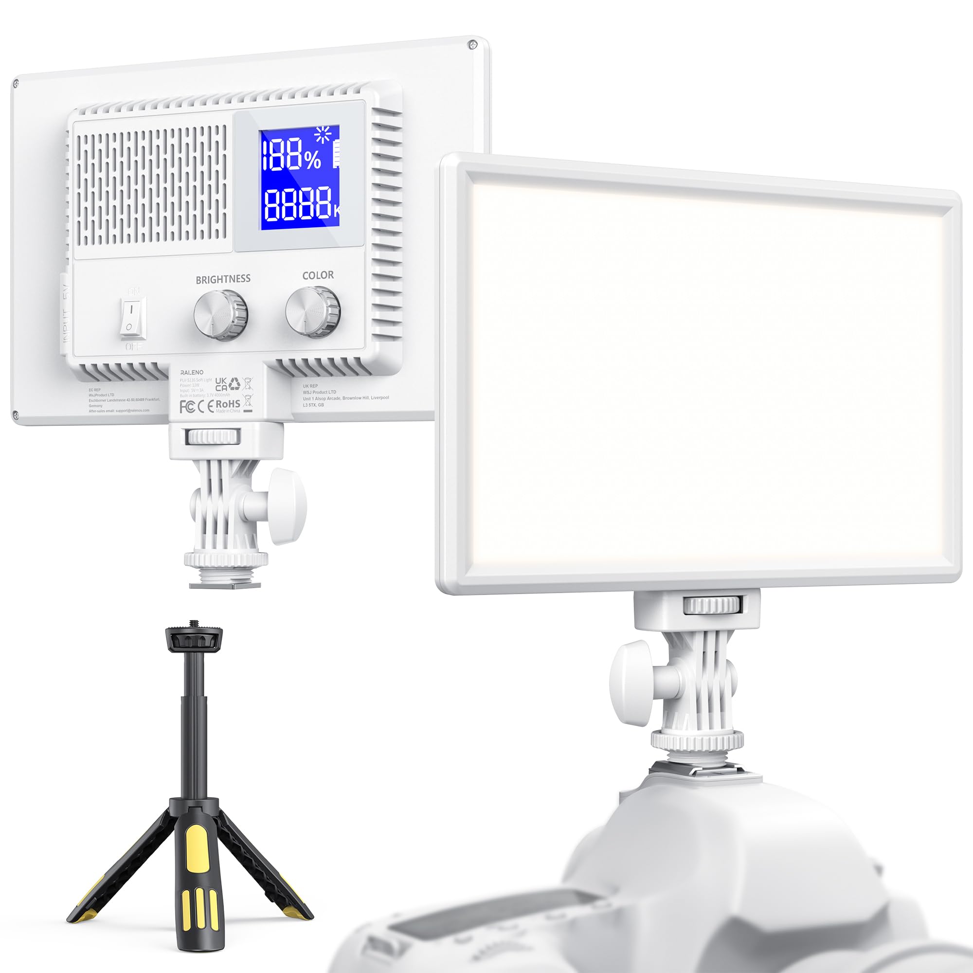 Raleno Led Video Light, Camera Light For Pictures Video Recording With 4000Mah Battery Support Type C Usb Power Supply, Cri>95 3