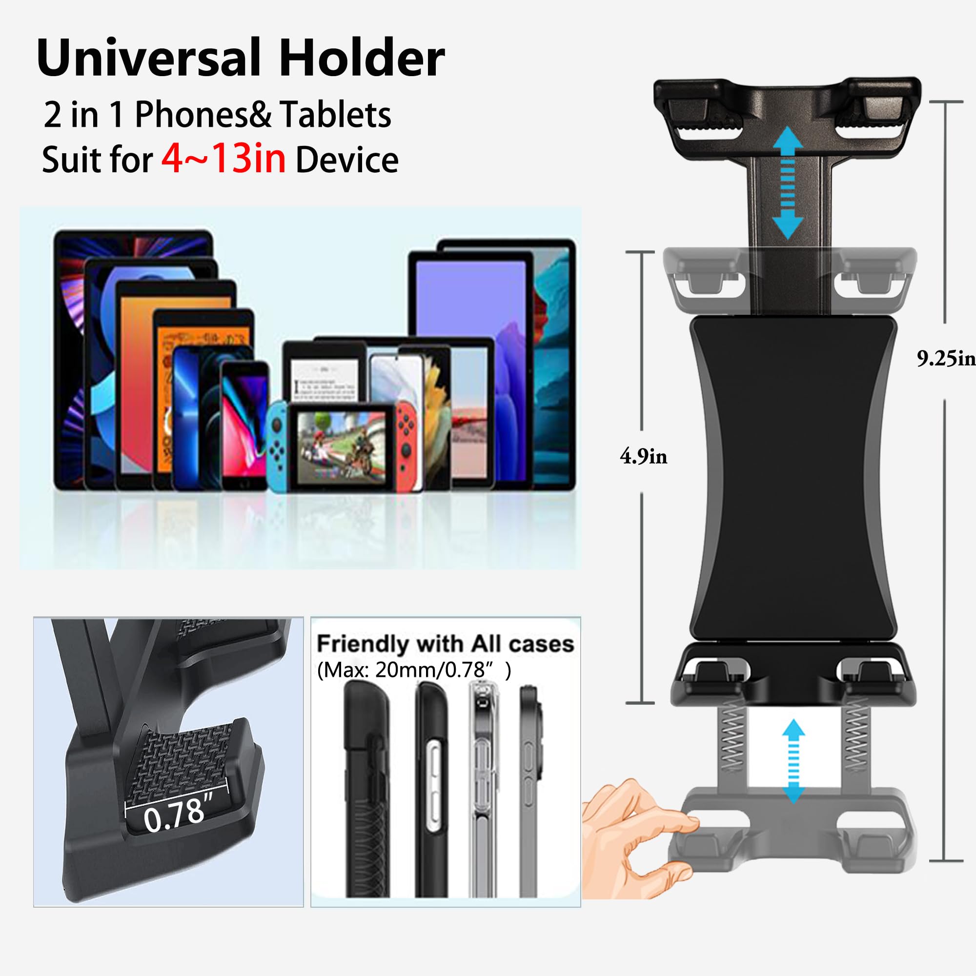 Peastrex Car Tablet Holder Heavy Duty Drill Base Dashboard Tablet Mount For Truck/Commercial Vehicles/Wall/Desk Compatible With