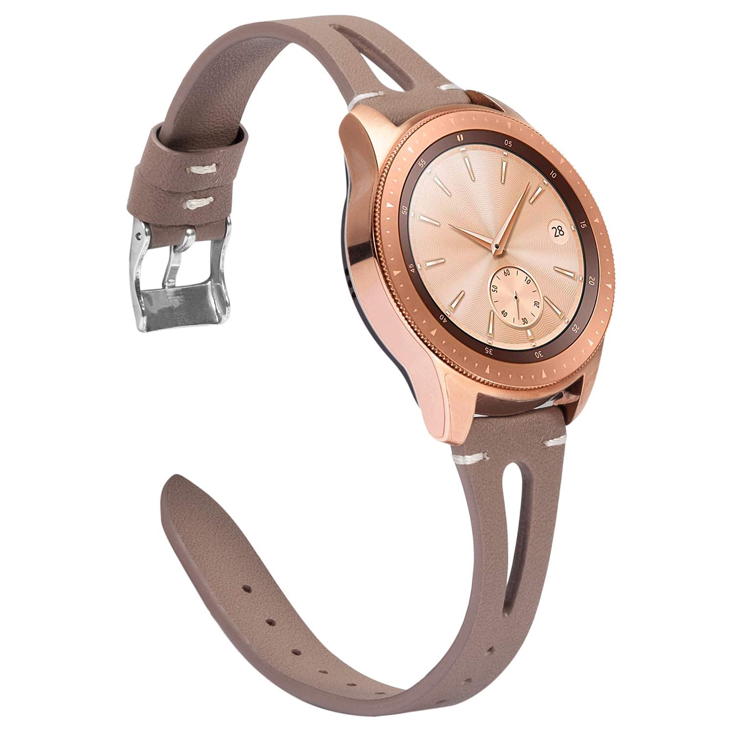 Toyouths Leather Strap Compatible With Samsung Galaxy Watch 4 Bands/Galaxy Watch 5 Band/Active 2 Watch Band Women Men, 20Mm Wris