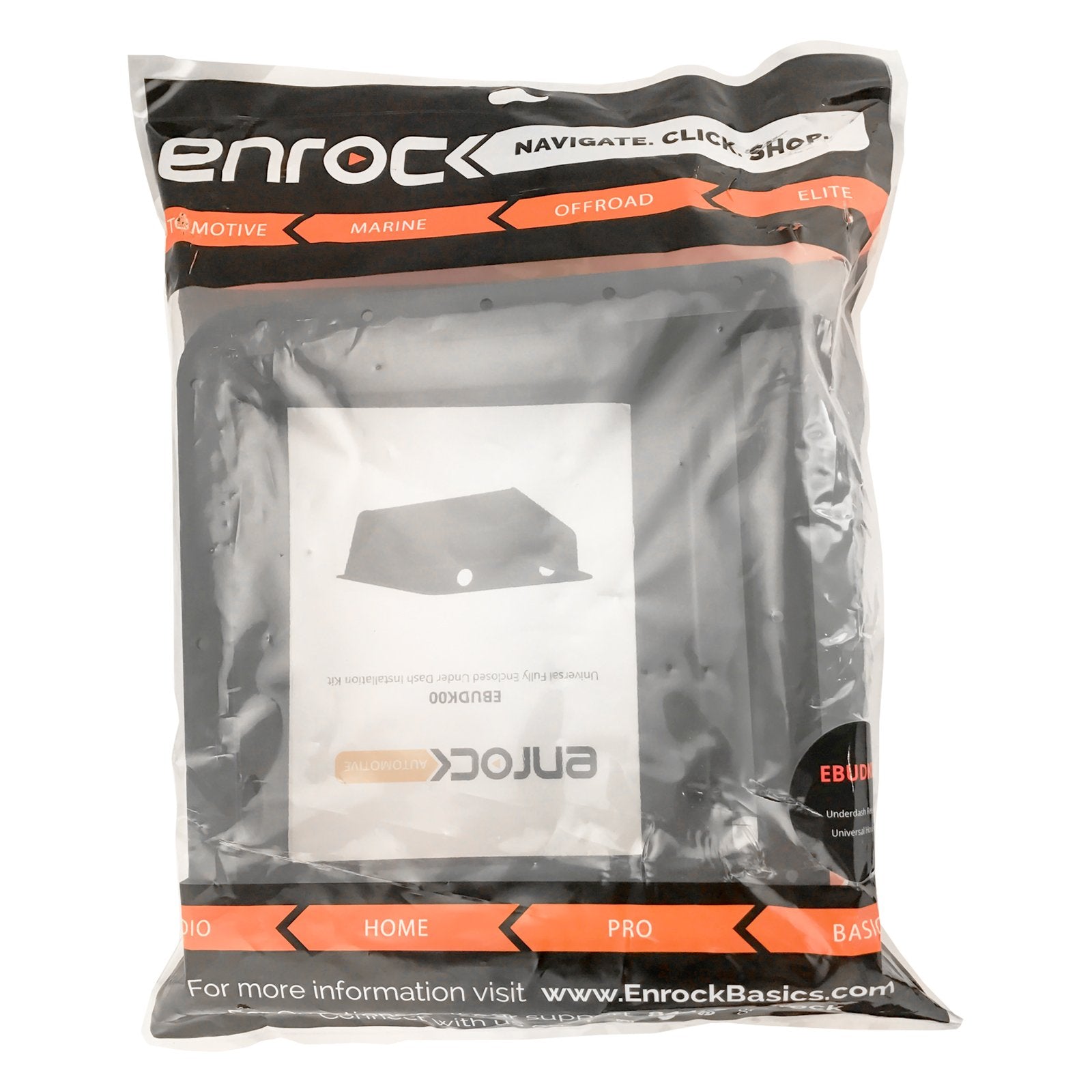 Enrock Universal Car Stereo Fully Enclosued Under Dash/Overhead Installation Mounting Kit For Din Radio Receiver