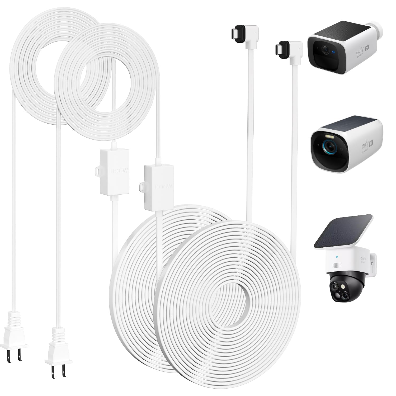 Uogw 30FT Power Adapter Compatible with eufy SoloCam S220/S340/C210/E30,eufy Indoor Cam S350/C210/C220,3/S330/S3 Pro/3C/S300,Wat