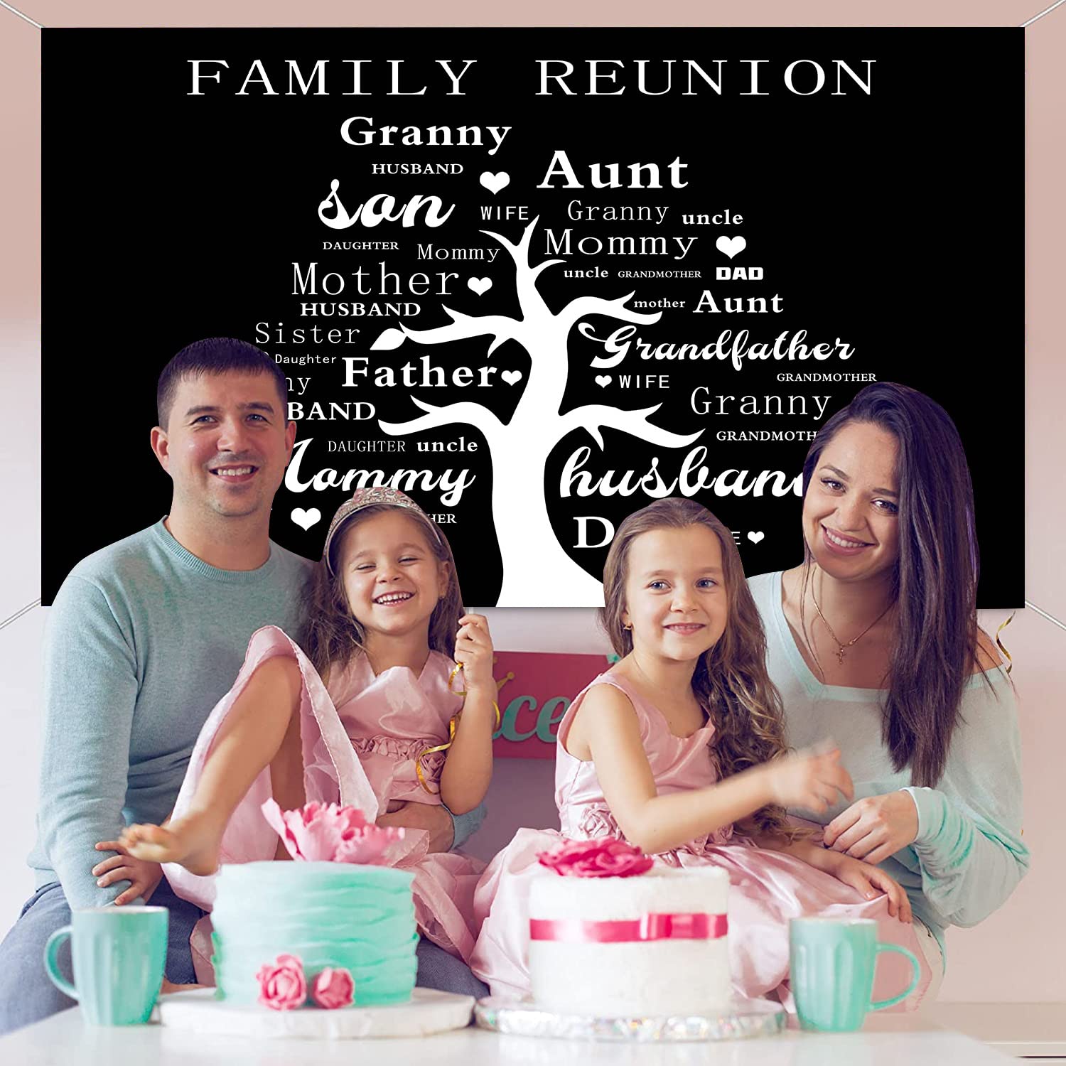 Family Reunion Backdrop Family Members Tree Photography Background Meetsioy Black Photo Booth Props Banner Family Reunion Party