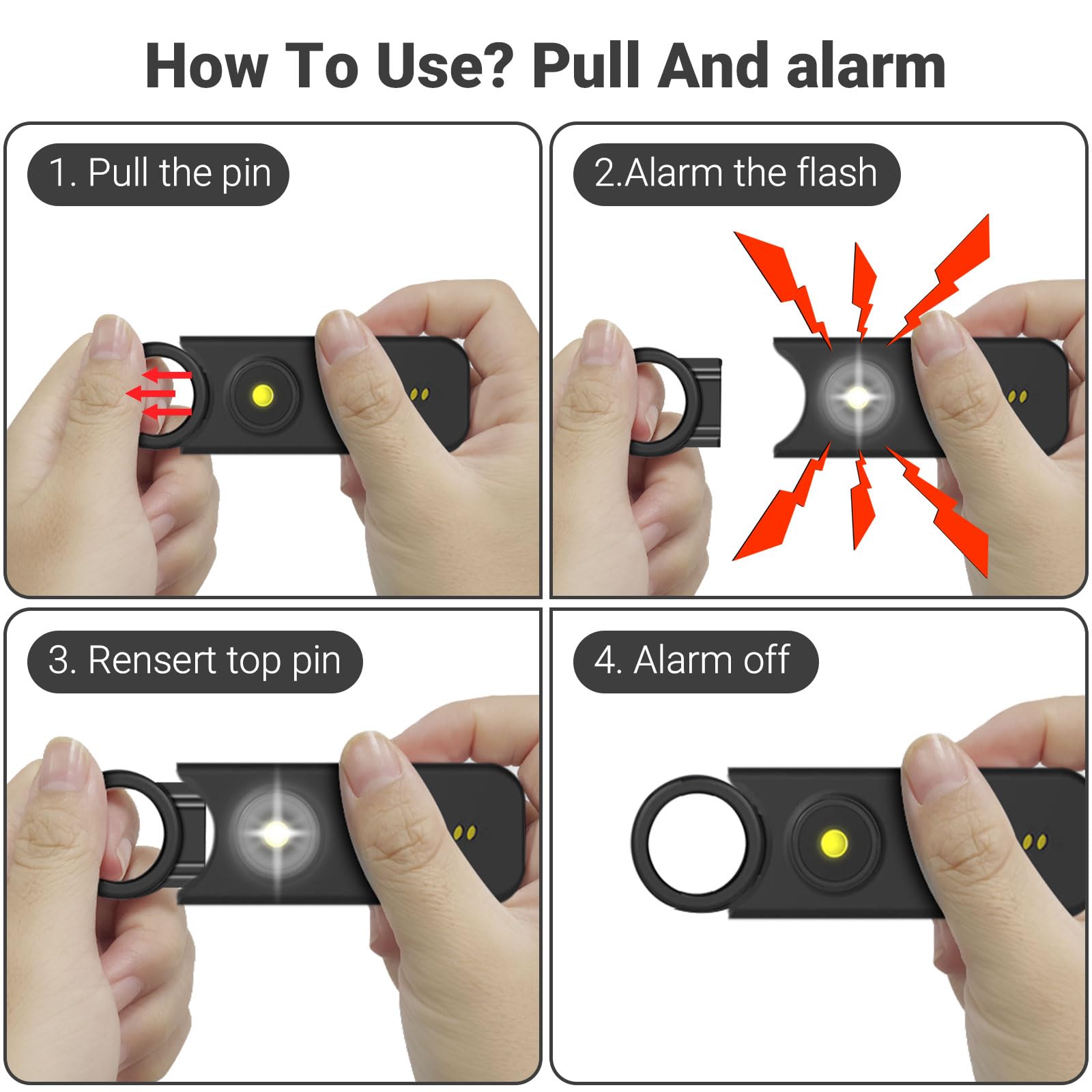 Personal Safety Alarm For Women By Women Siren Self Defense For Women,Led Strobe Light ,135Db Siren Personal Alarm For Women, Ch