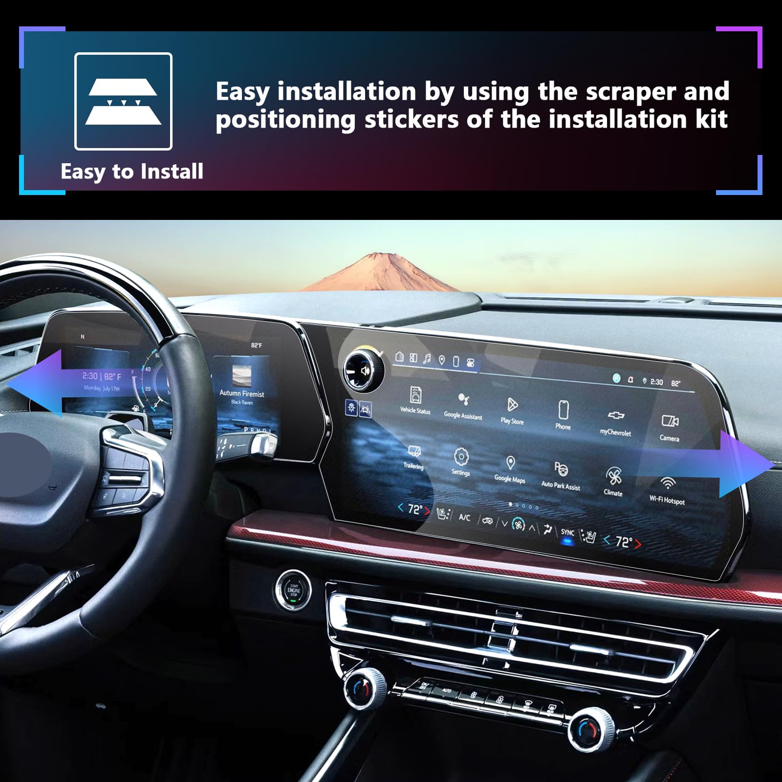 Sxcy For 2024 Chevrolet Silverado Ev Accessories 2024 Equinox Ev/Silverado Ev Rst Touch Display Screen Protector[17.7 Inch+ 11 Inch] [2 * 2Pcs Nano]