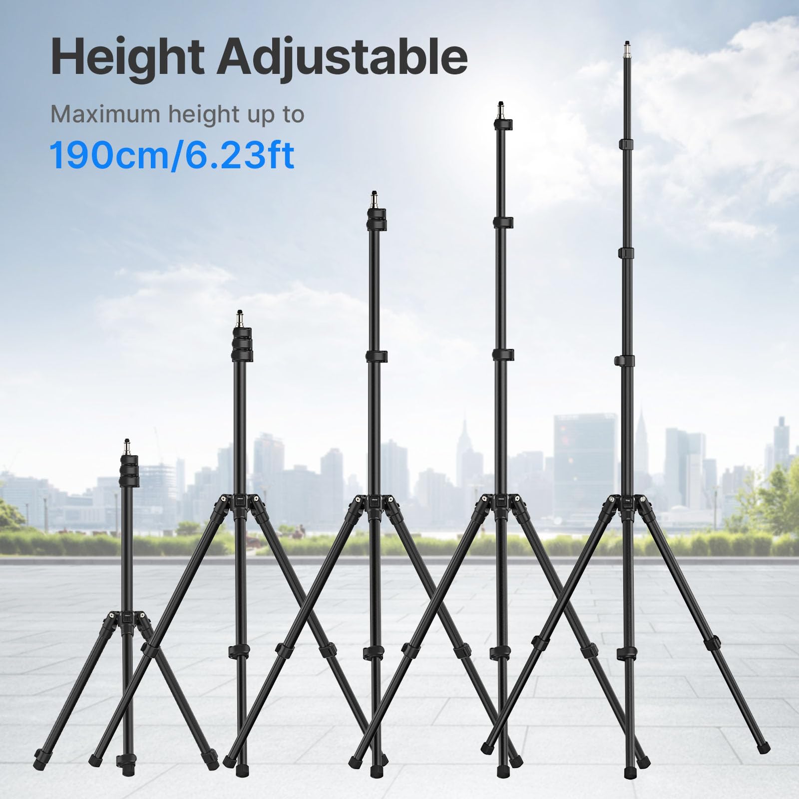 Ulanzi Tt43 Extendable Photography Light Stand, Adjustable 6.23Ft Aluminum Light Tripod, Reversible Portable Studio Lighting Tri