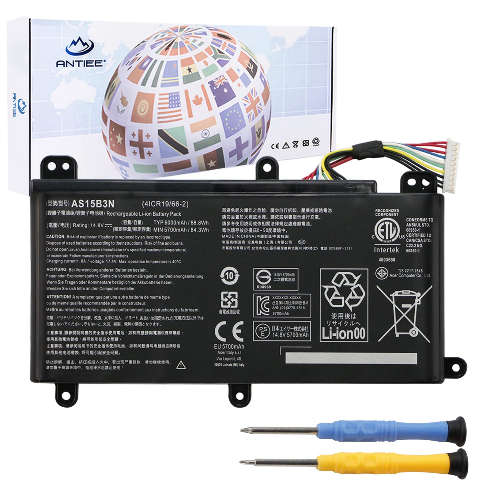 Antiee As15B3N Laptop Battery For Acer Predator 15 G9 591 G9 591G G9 592 G9 592G G9 593 Predator 17 G5 793 G9 791 G9 791G G9 792