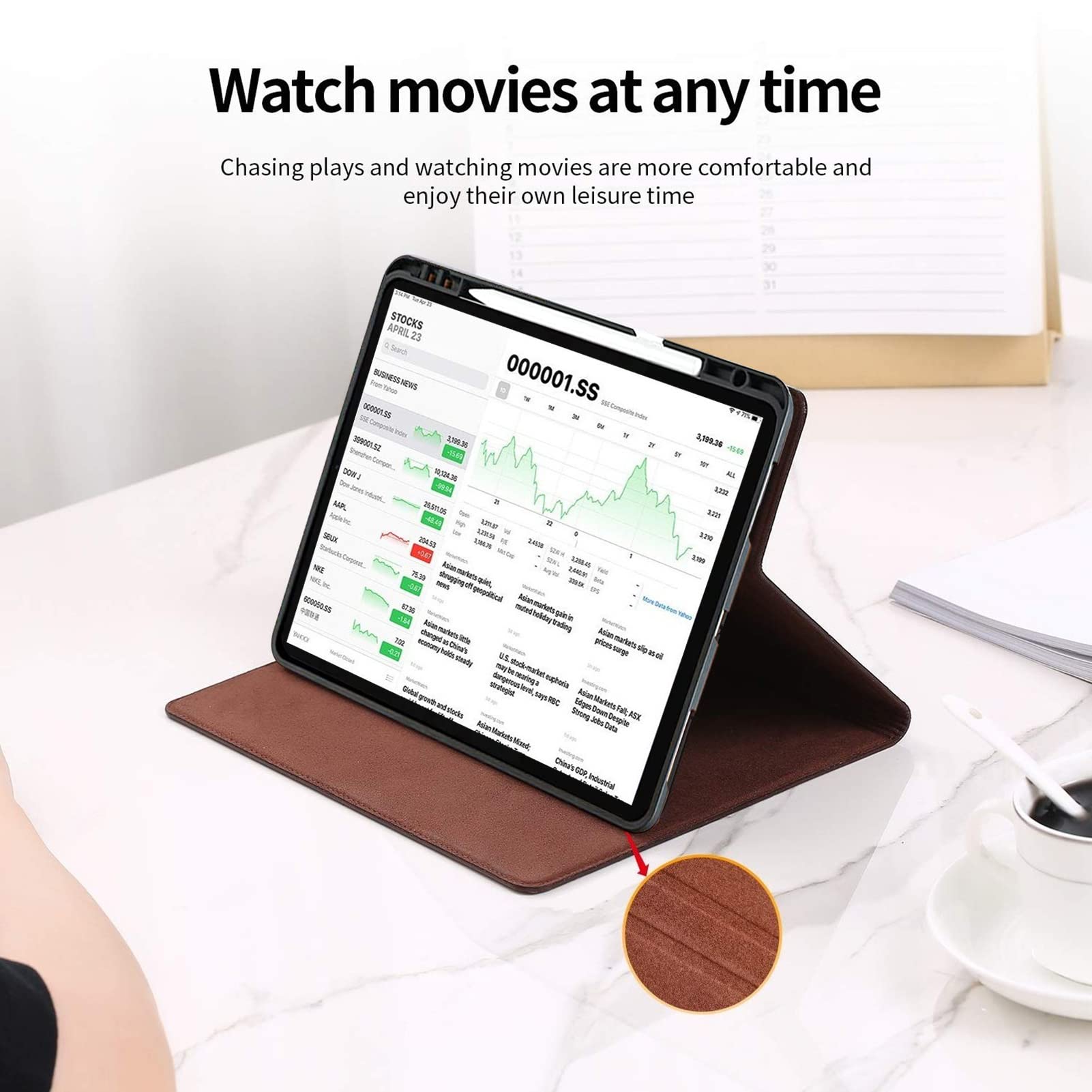 Gexmil Genuine Leather Case For Ipad Pro 11 Inch 4/3/2/1St Gen 2022/2021/2020/2018,Smart Folio With Pencil Holder,Protective Sho