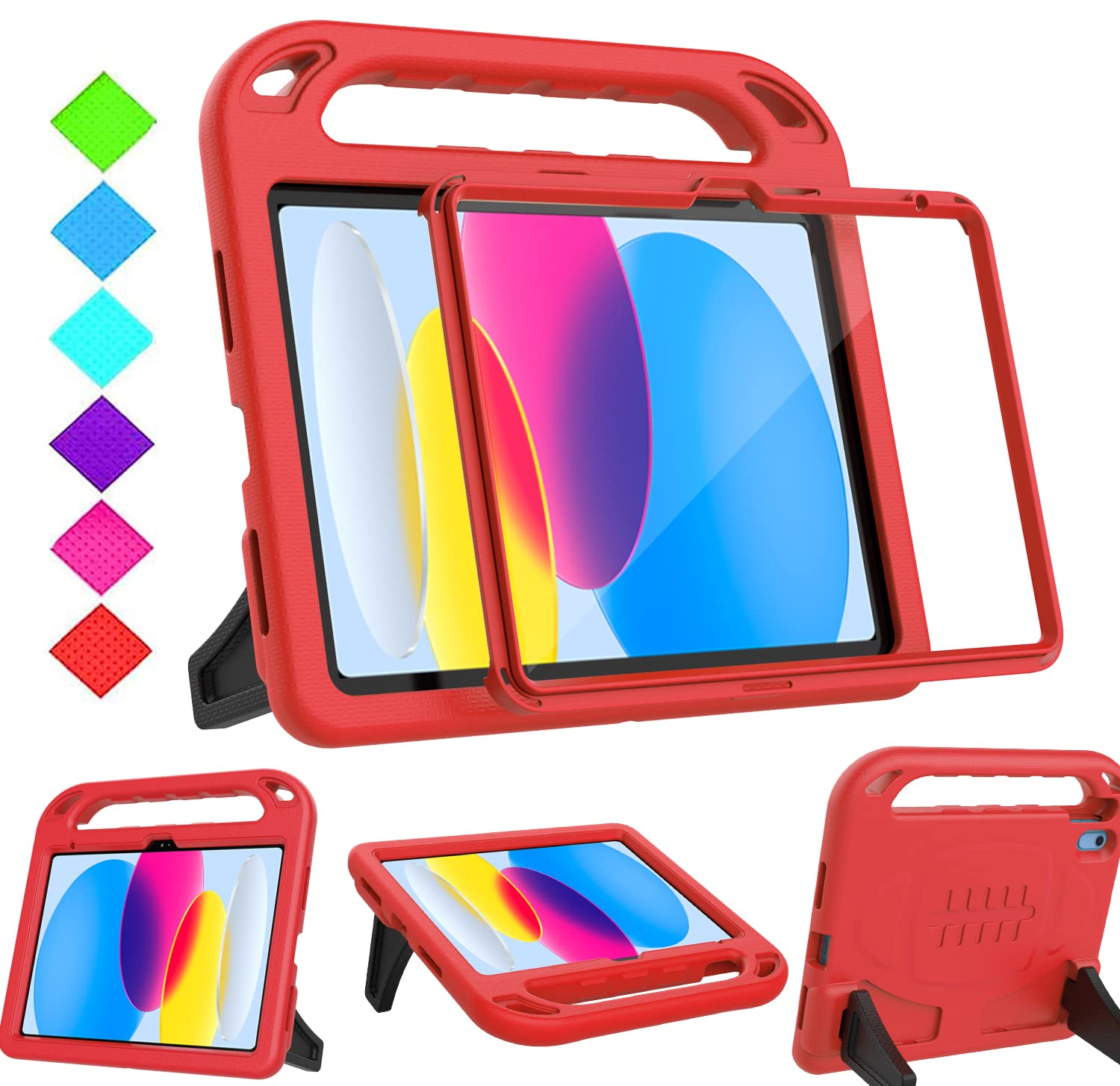 Bmouo Kids Case For Ipad 10Th Generation 10.9 Inch 2022   With Built In Screen Protector, Shockproof Light Weight Covertible Han