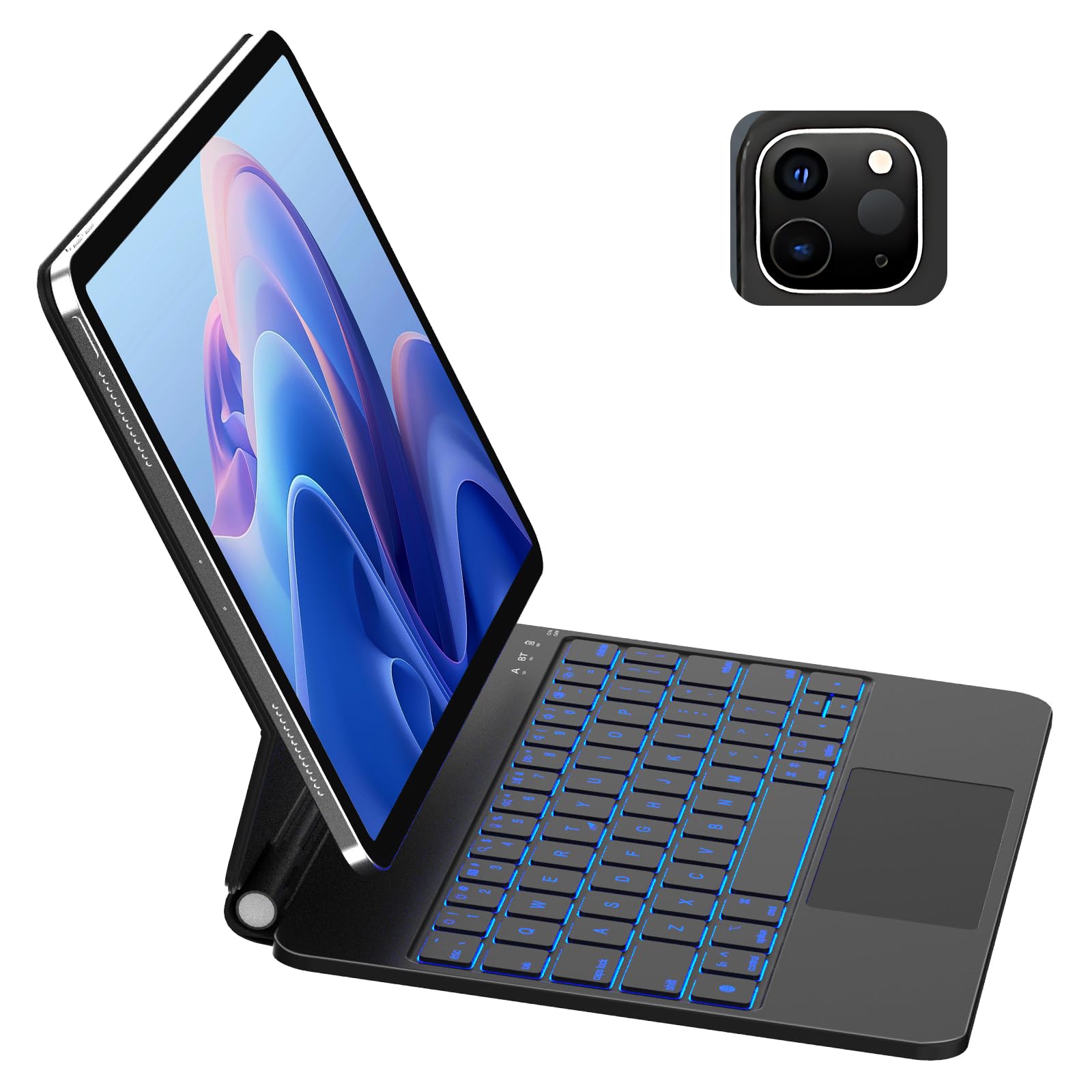 CC Store for iPad Air 11 inch Case with Keyboard Floating Stand, 7 Backlit