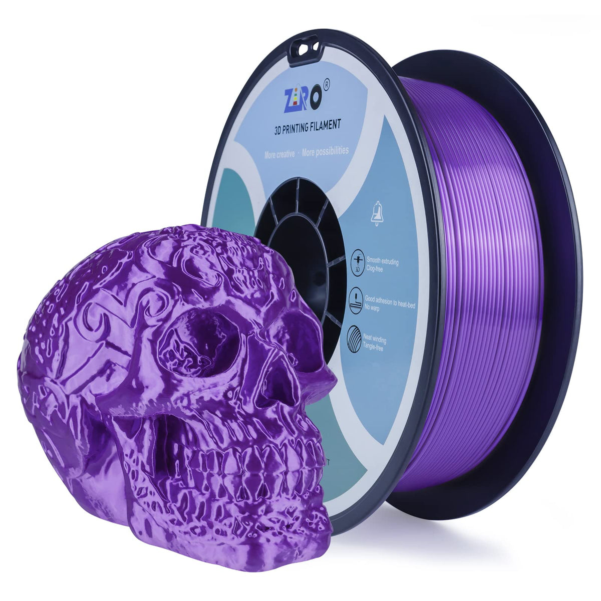 Ziro Silk Pla Filament 175Mm,3D Printer Filament Pla Silky Series 175Mm 1Kg(22Lbs),Purple