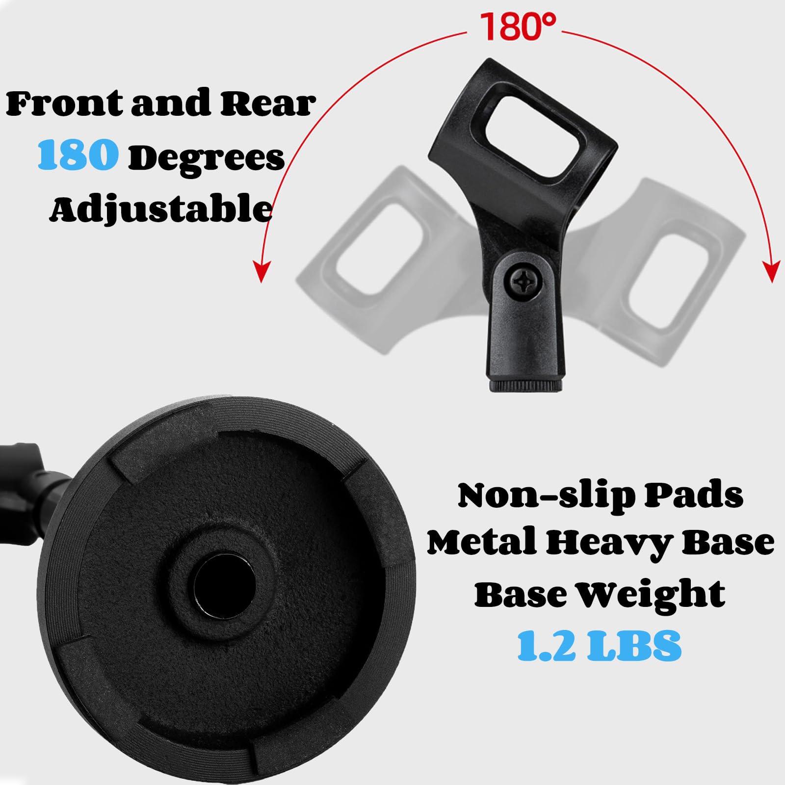 Youeon 2 Pack Desktop Mic Stand With Mic Clip, Adjustable Microphone Stand Table Mic Stand For Snowball, Spark, Other Microphone