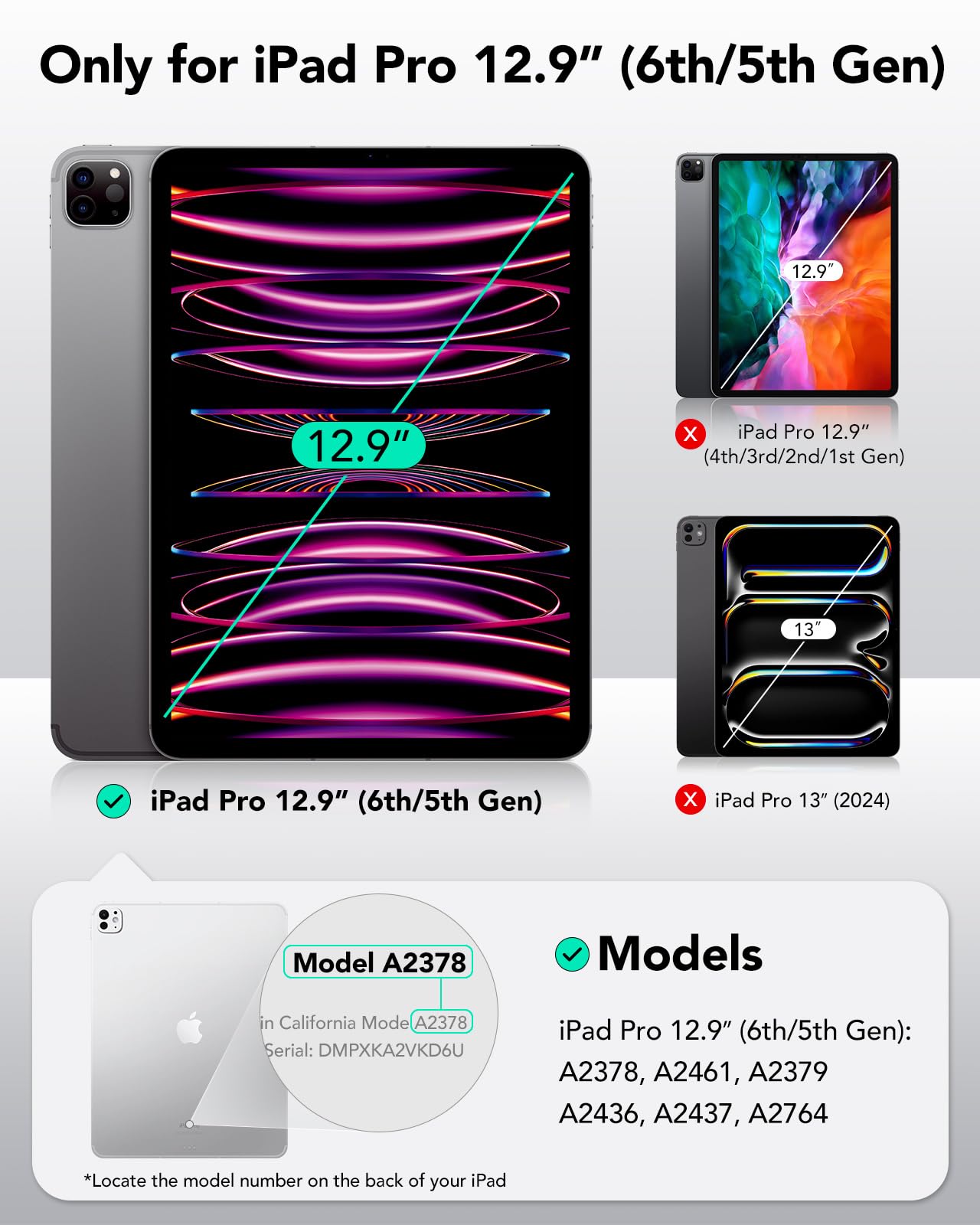 Esr For Ipad Pro 12.9 Inch Case (2022/2021), Ipad Pro 12.9 Case 6Th/5Th Generation With Pencil Holder, Detachable Magnetic Cover