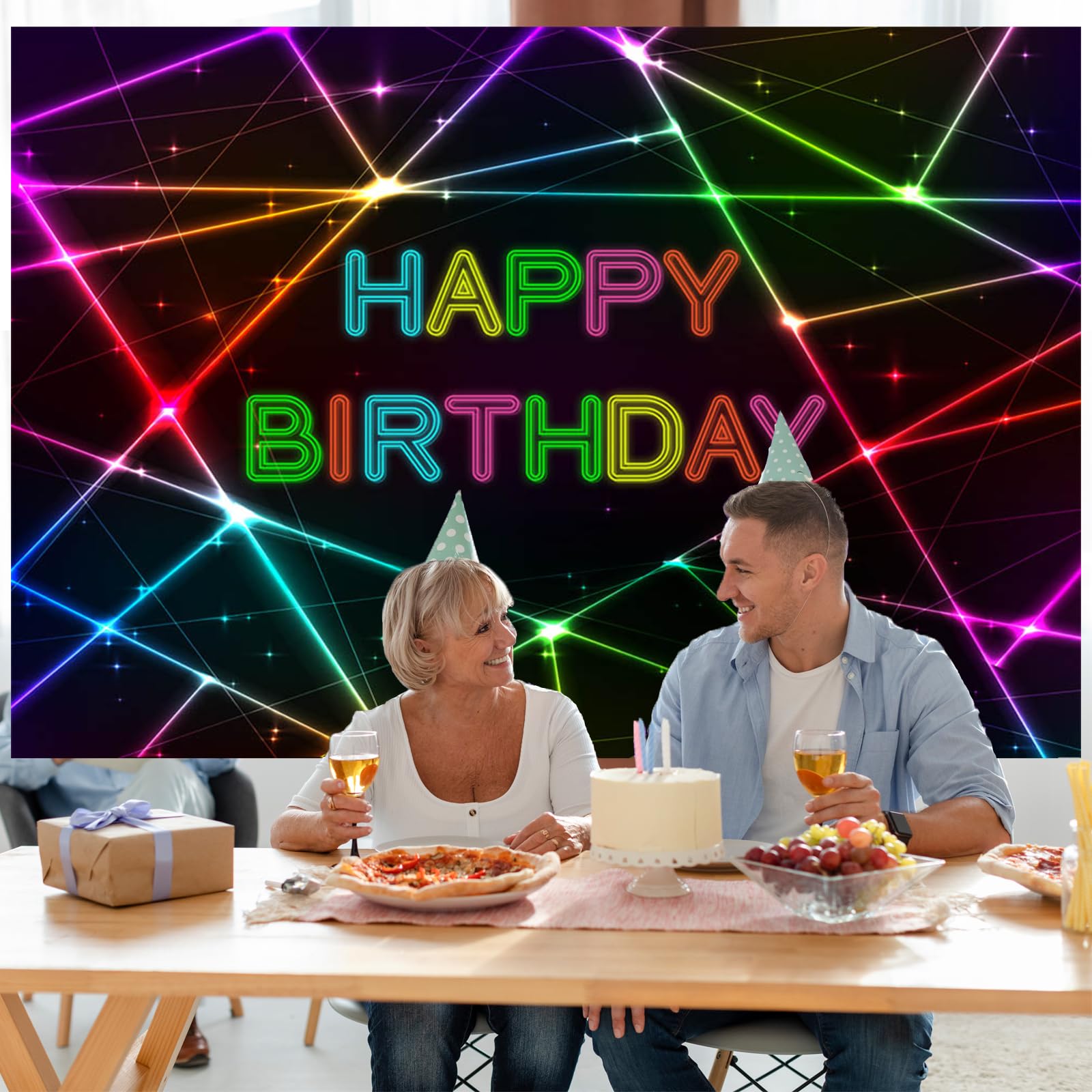 Avezano Glow Neon Birthday Background Neon Lights Happy Birthday Backdrop Lets Glow Birthday Party Backgrounds Dessert Table Ba