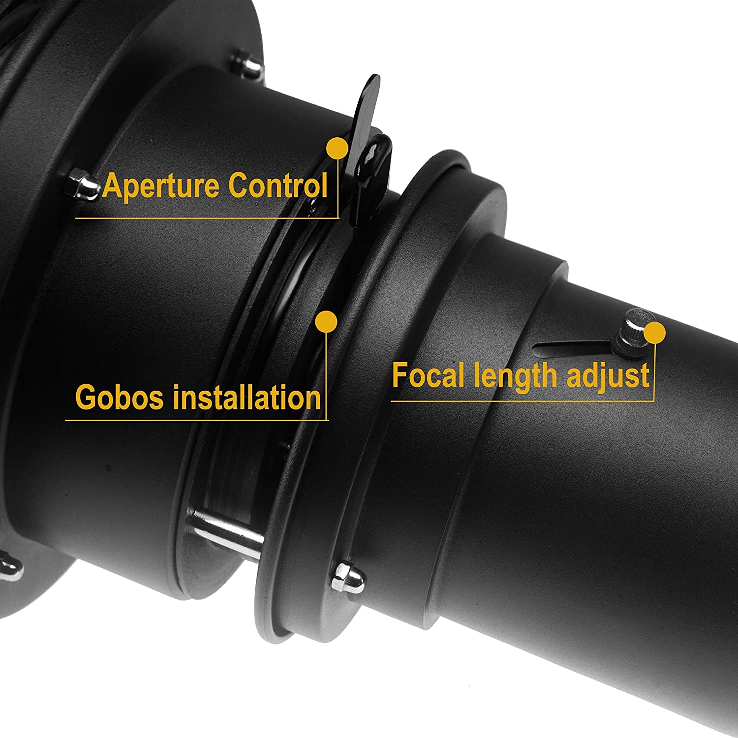 Alluneitter Bowens Mount Snoot,Strobe Video Snoot Conical Projector Snoot With Optical Lens Kit Include Various Gobos Used For V