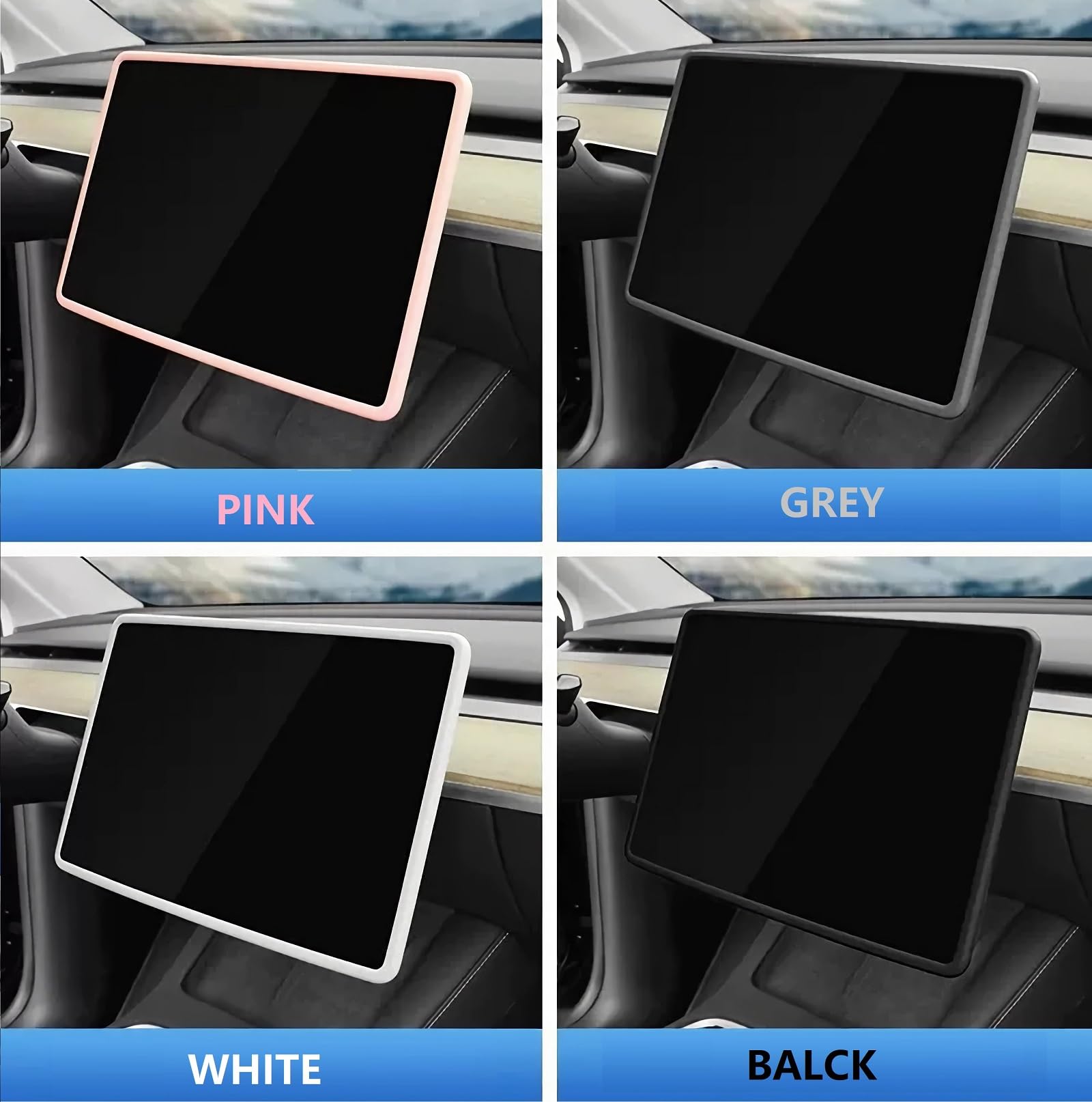 Gooyogoo Screen Protector Silicon Frame For Tesla Model Y/3 15'' Center Control Touchscreen, Knee Protection,Skin Friendly,Cover